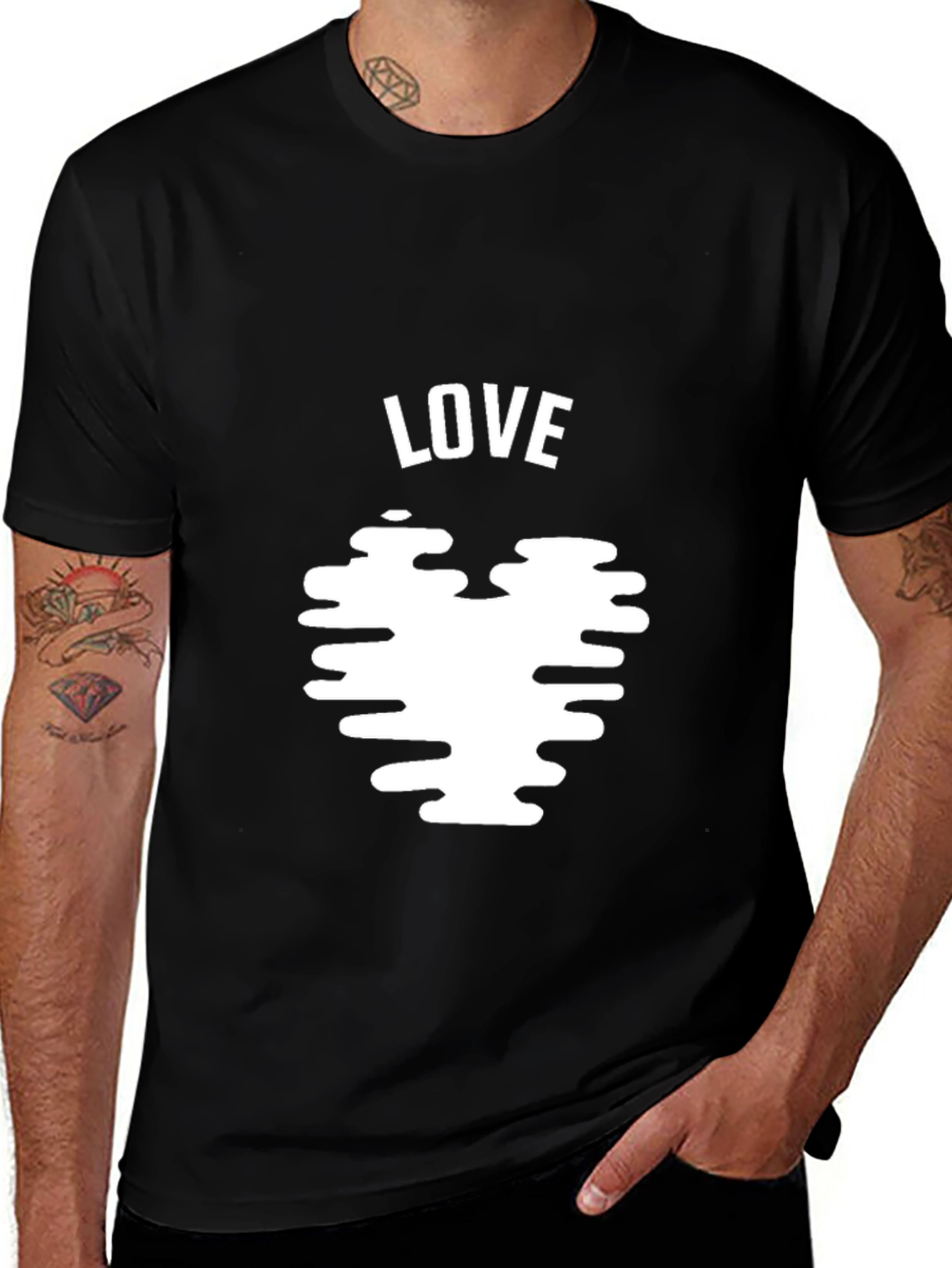 Love Heart Graphic Black Tee - Modern Style