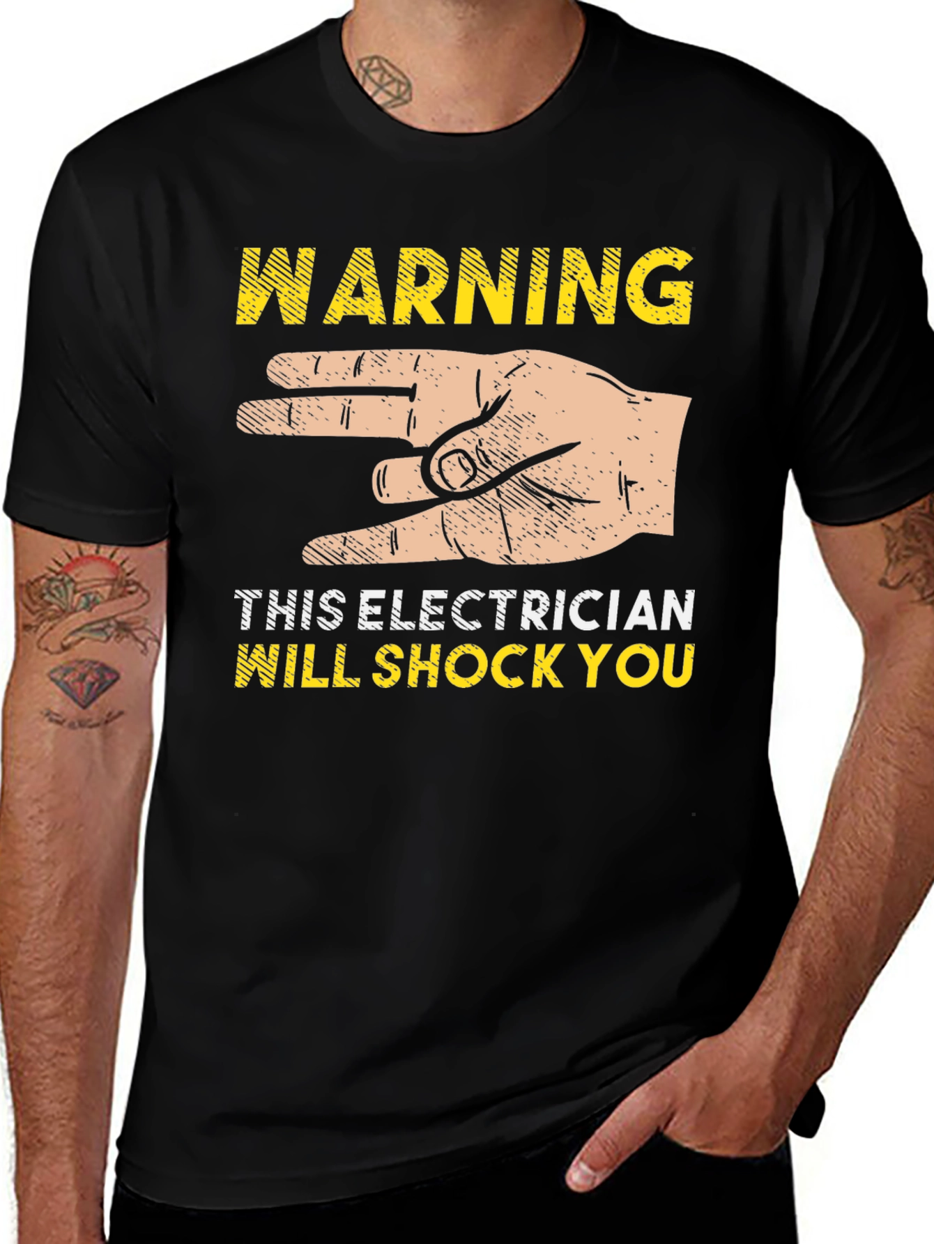 Variant 24 of Electrician Shock Warning Graphic T-Shirt