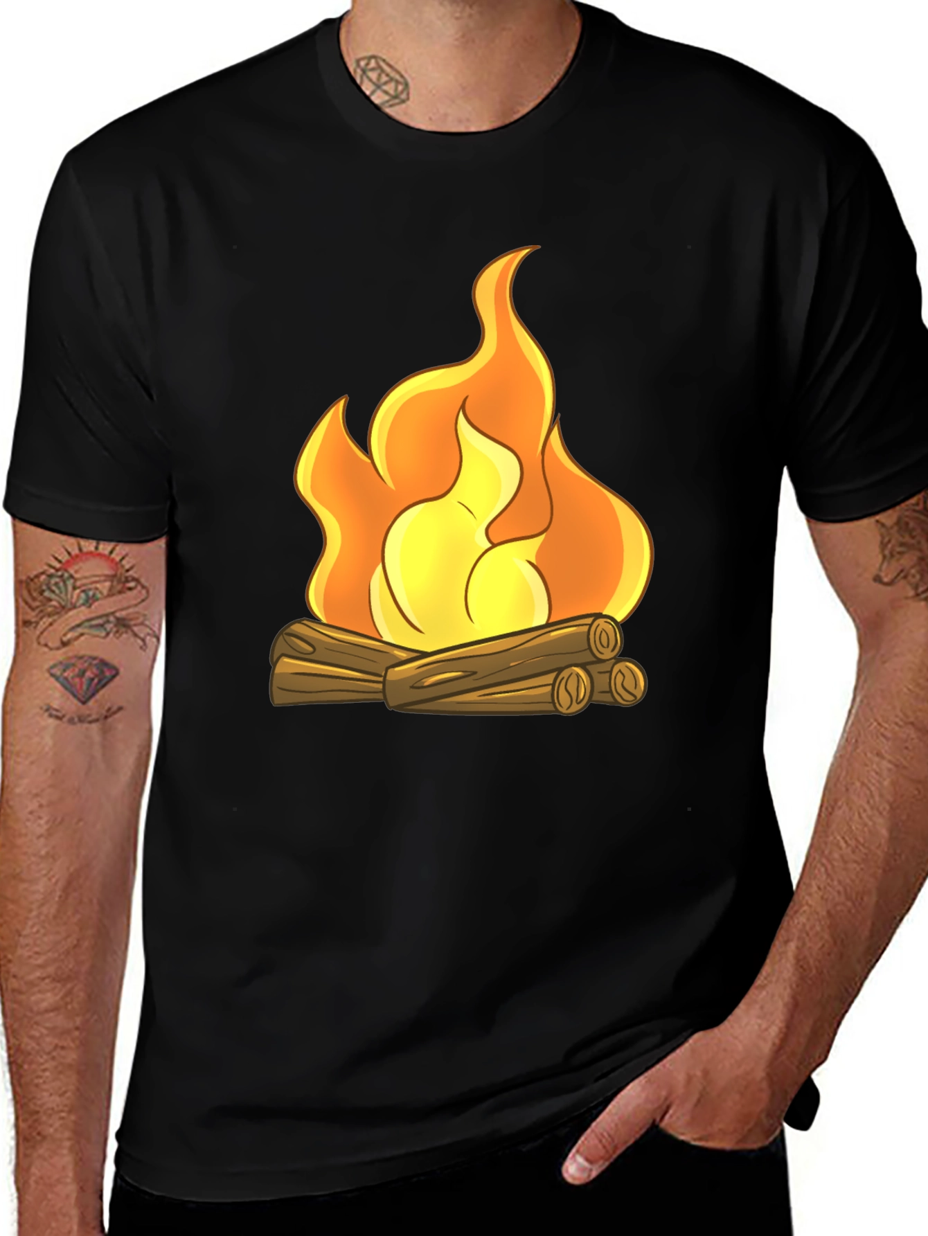 Variant 18 of Campfire Graphic Tee - Cozy & Stylish Black Shirt