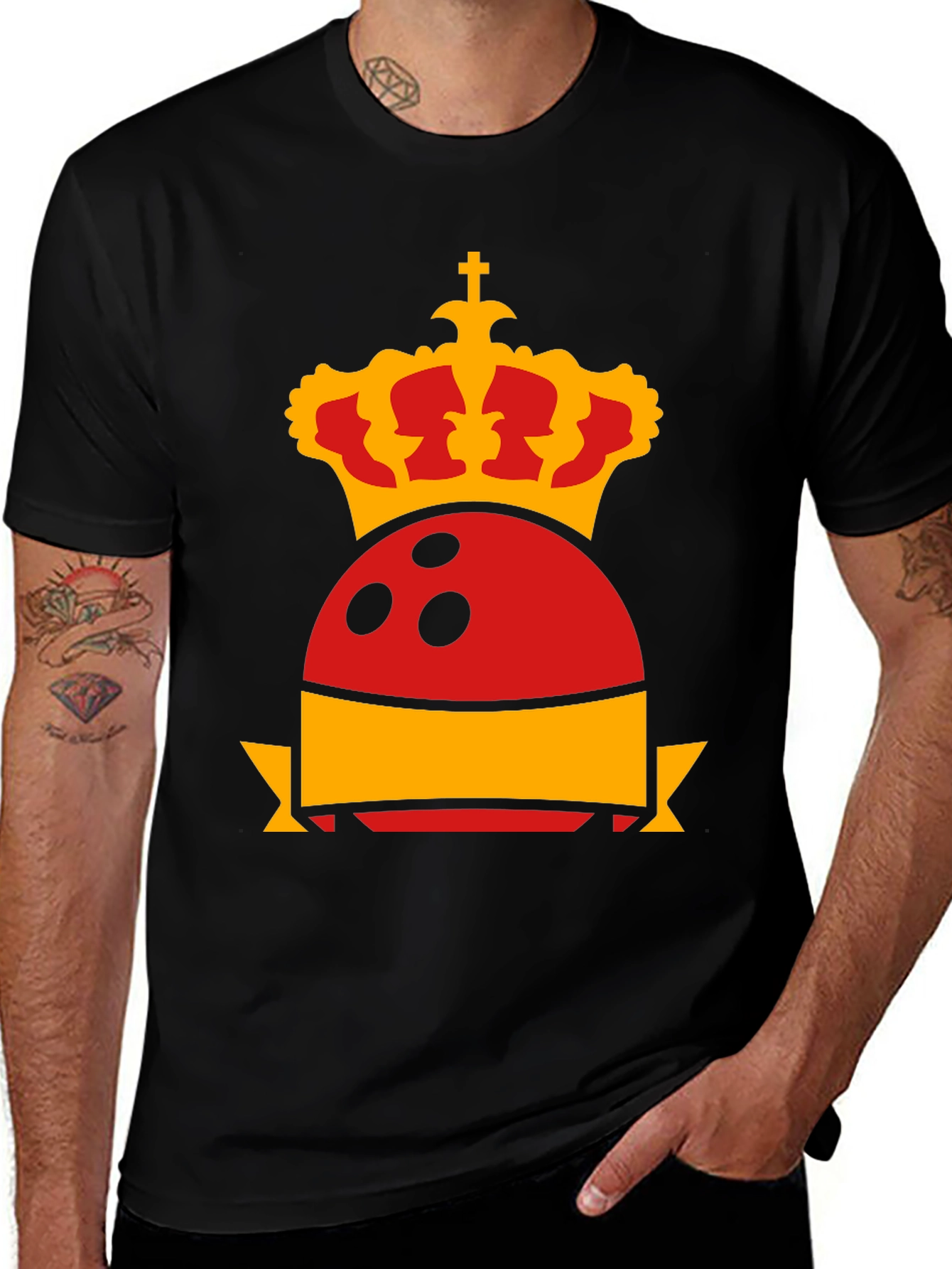 Variant 26 of Royal Bowling T-Shirt - Crown & Bowling Ball Graphic