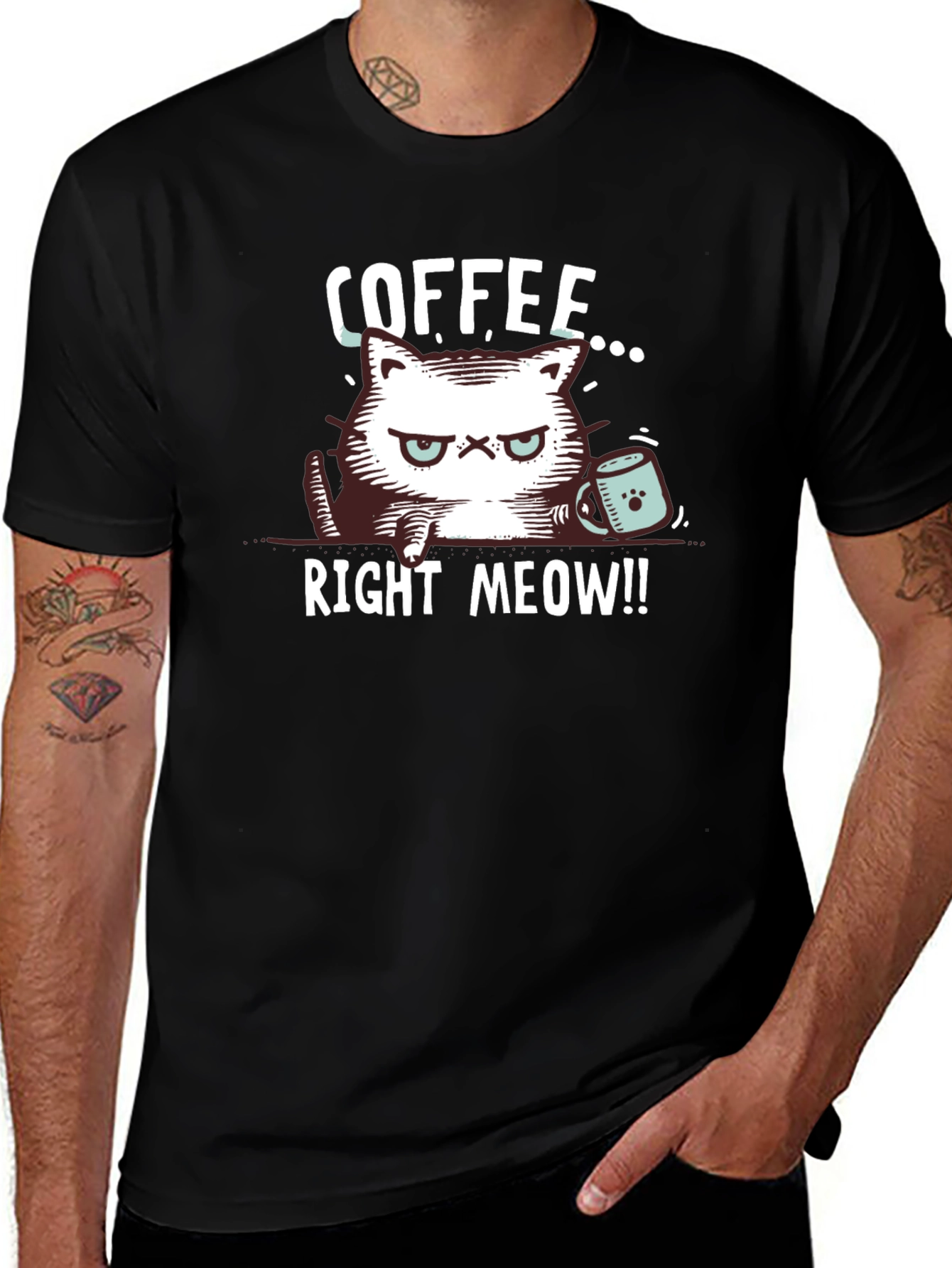 Variant 26 of Coffee Right Meow! Graphic T-Shirt - Cat Lover Tee