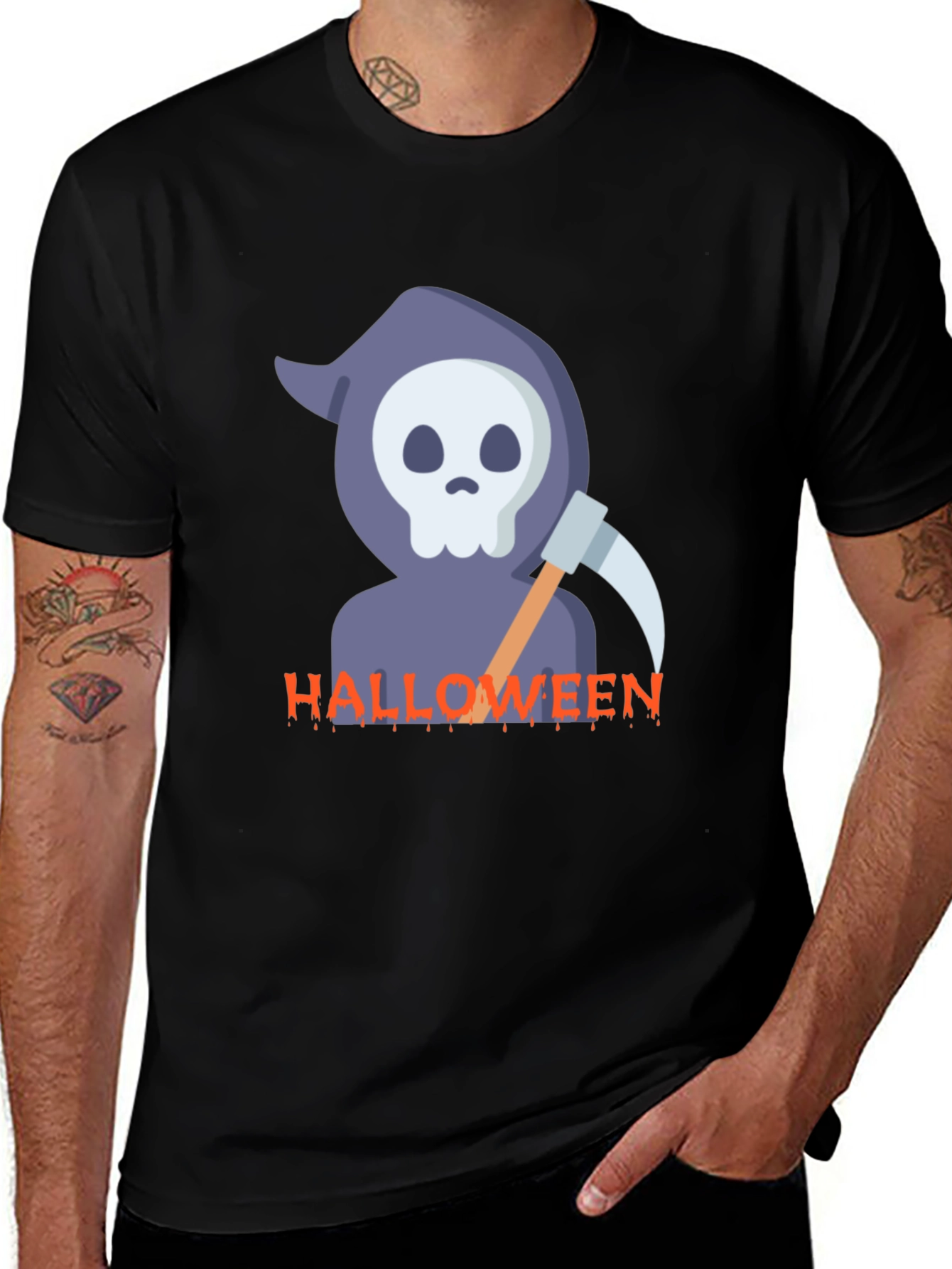Halloween Reaper Graphic Black T-Shirt