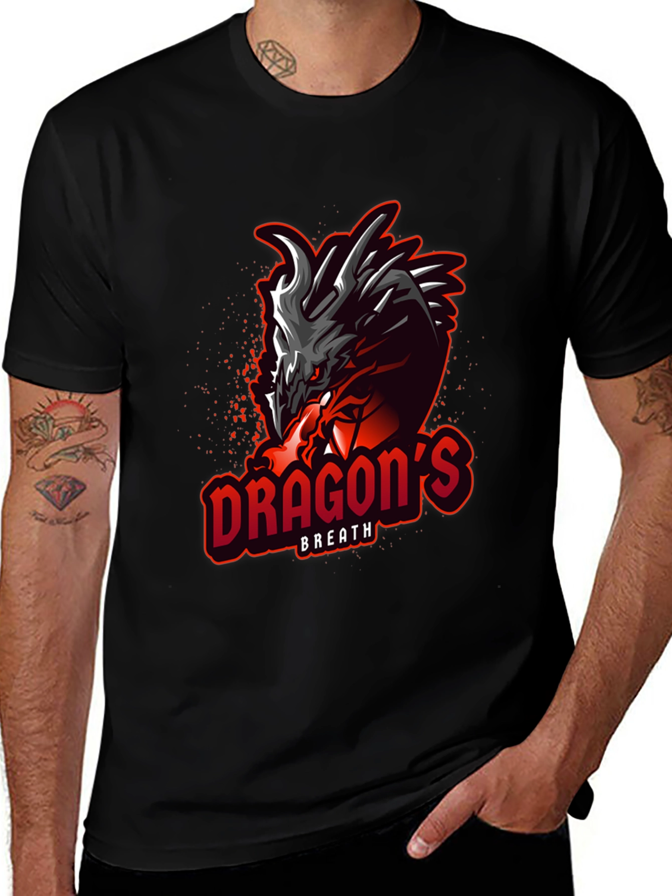 Variant 12 of Dragon's Breath Graphic Print Black Tee