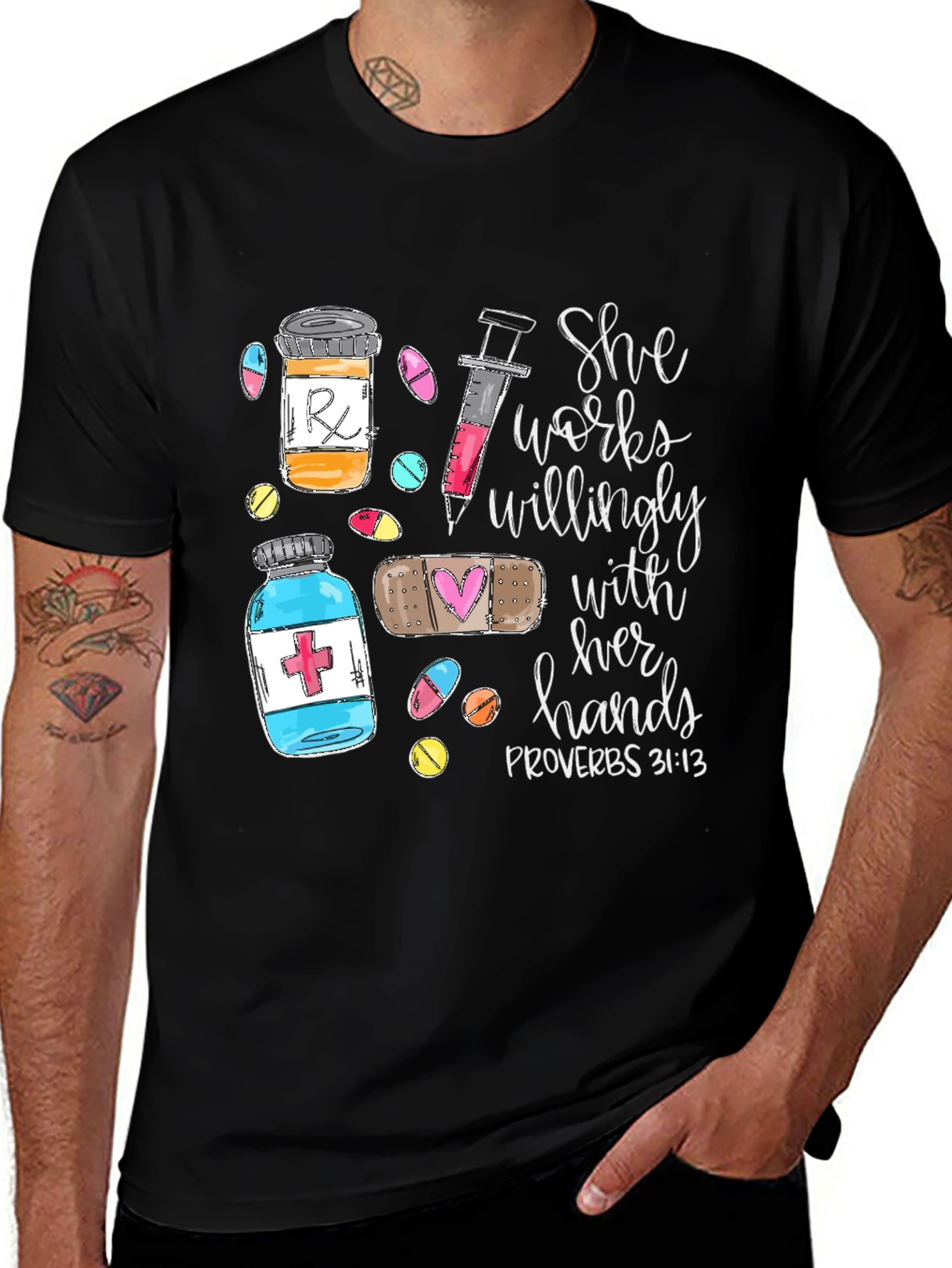 Variant 6 of She Works Willingly Hands Nurse T-Shirt