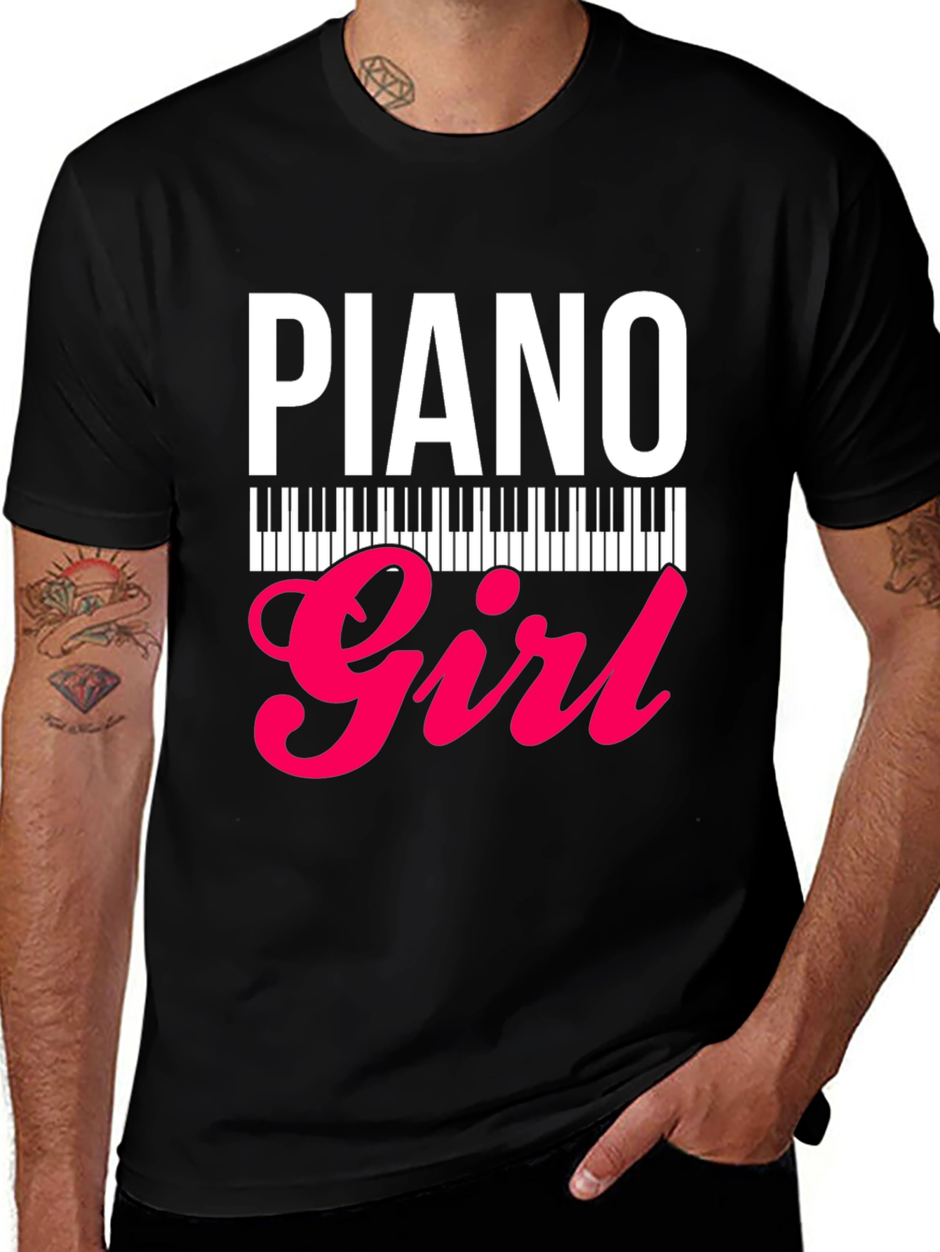 Variant 25 of Piano Girl Graphic Tee - Musician's Style