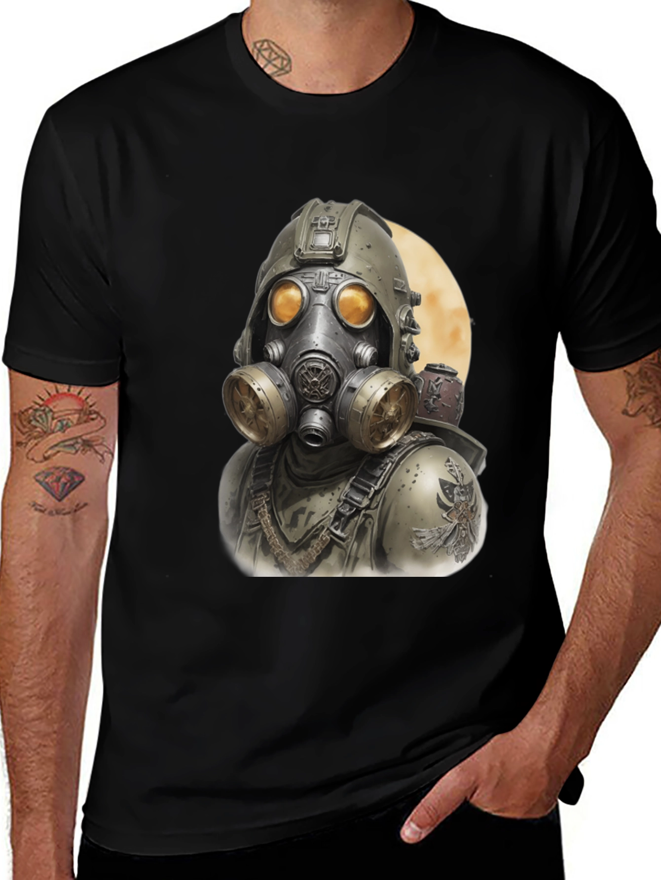 Variant 28 of Steampunk Gas Mask Graphic Tee - Dark Aesthetic T-Shirt