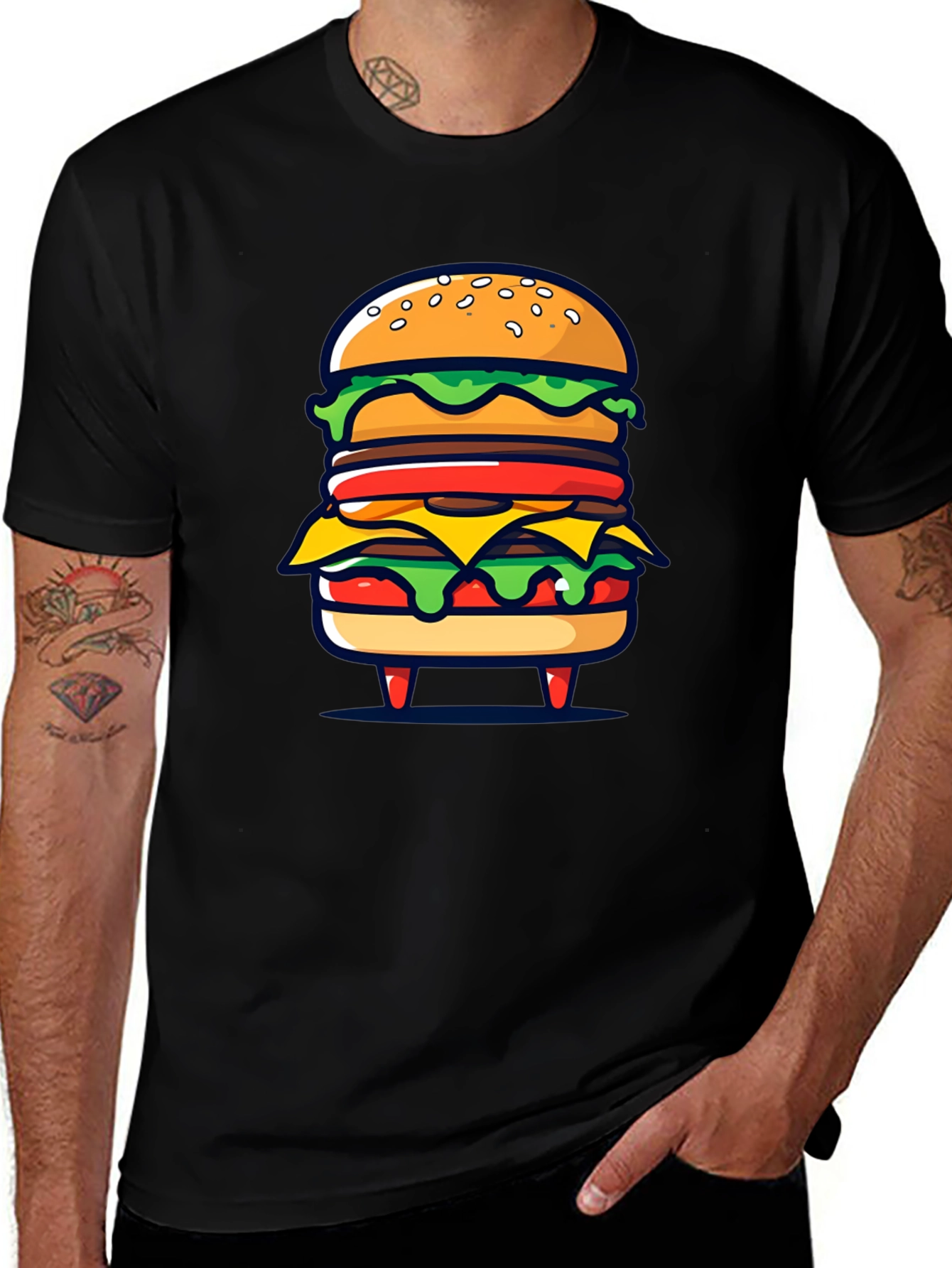 Variant 24 of Burger Graphic Black T-Shirt