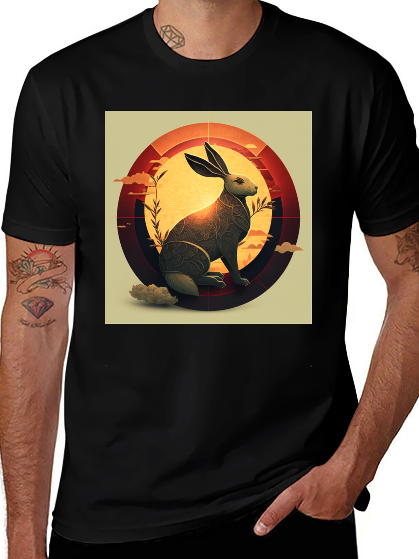 Variant 26 of Rabbit Sunset Graphic Tee - Artistic Design