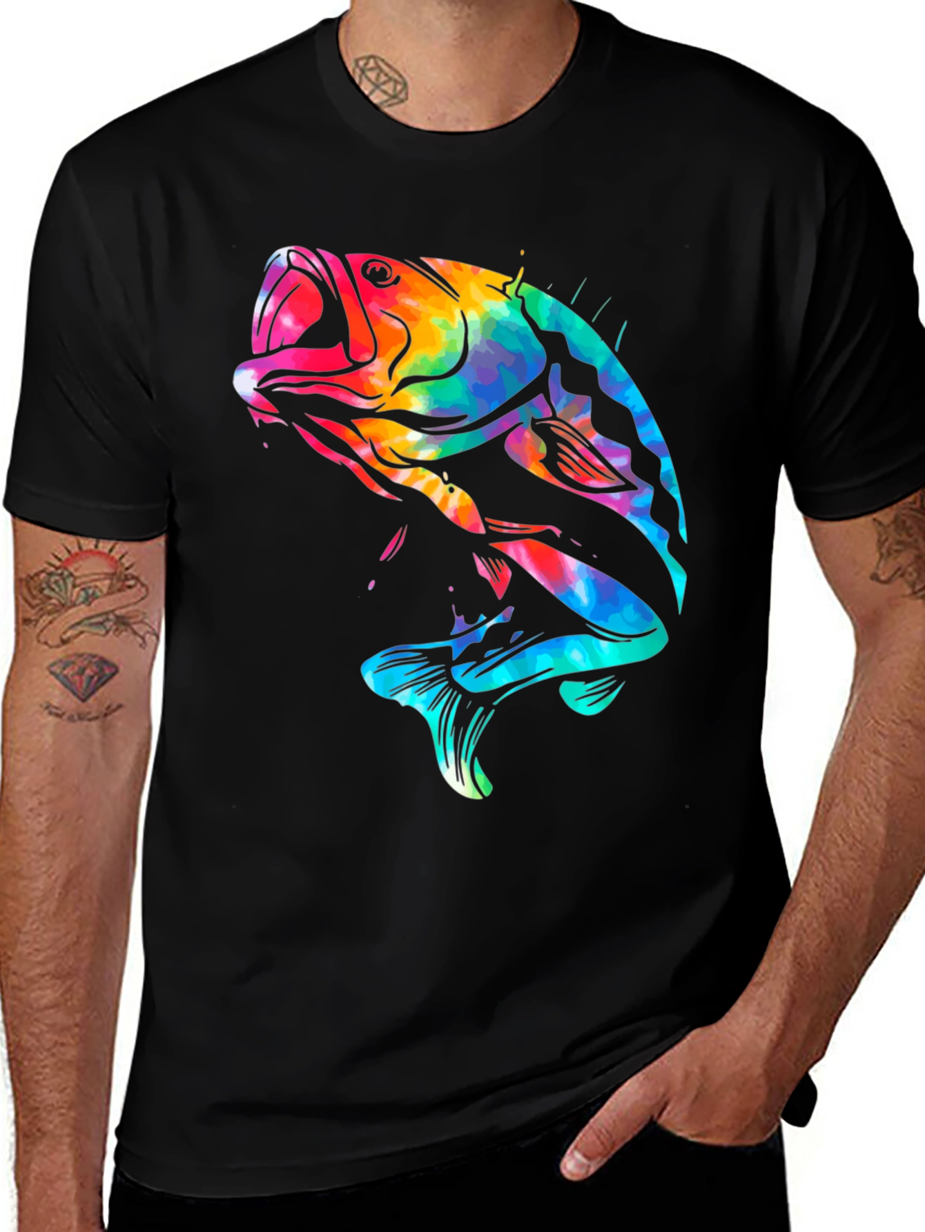 Variant 3 of Tie Dye Bass Fishing T-Shirt