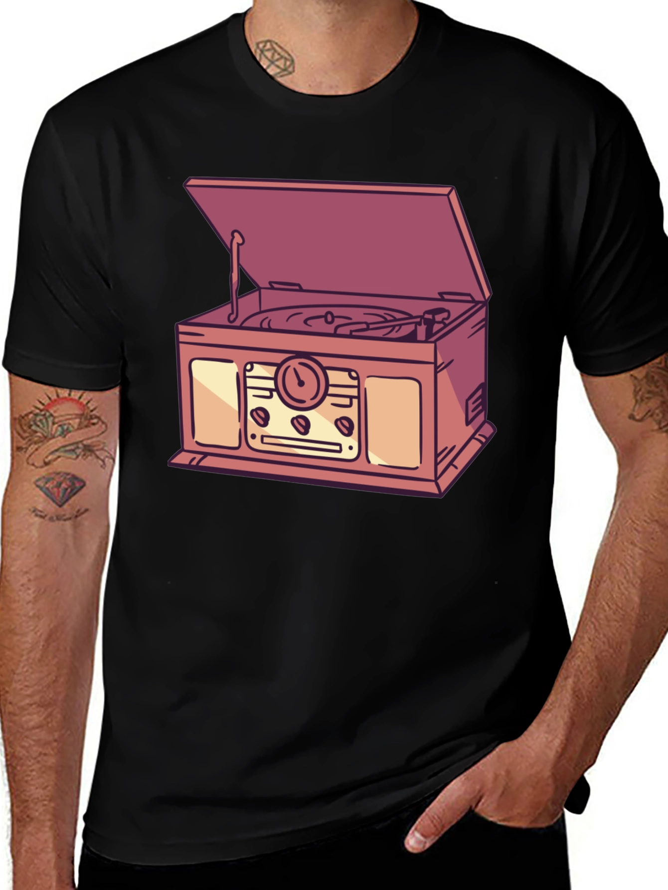 Variant 2 of Vintage Record Player Graphic T-Shirt