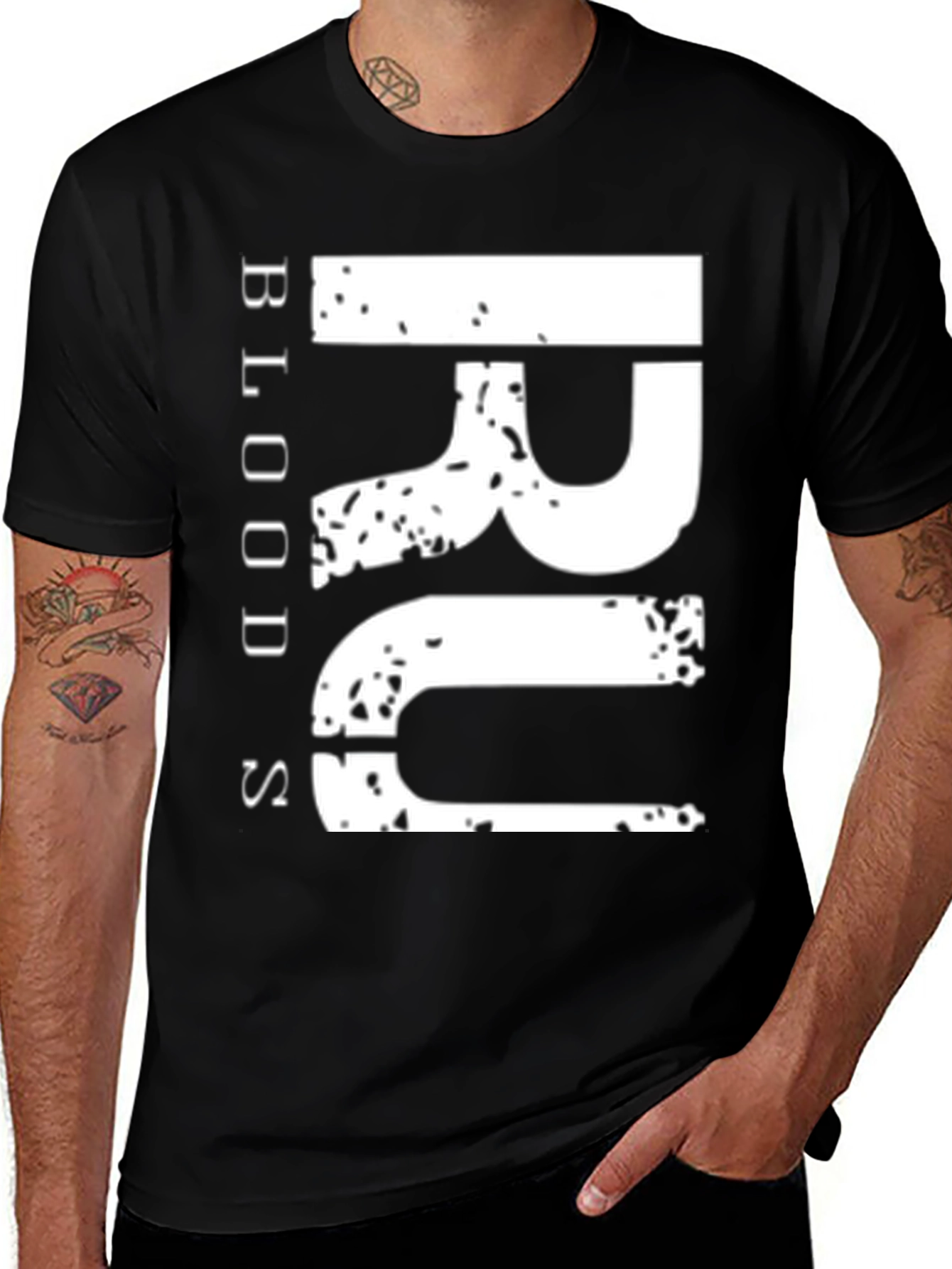 Variant 12 of Grunge Bloods Graphic Tee - Black Cotton Casual Fit