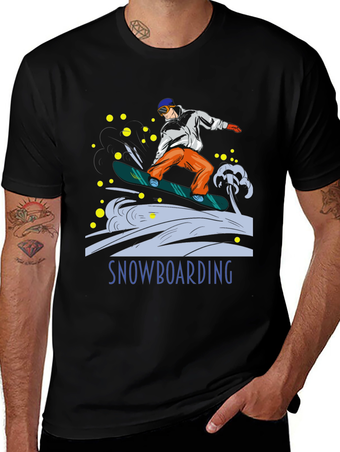 Variant 30 of Snowboarding Graphic Print Black T-Shirt