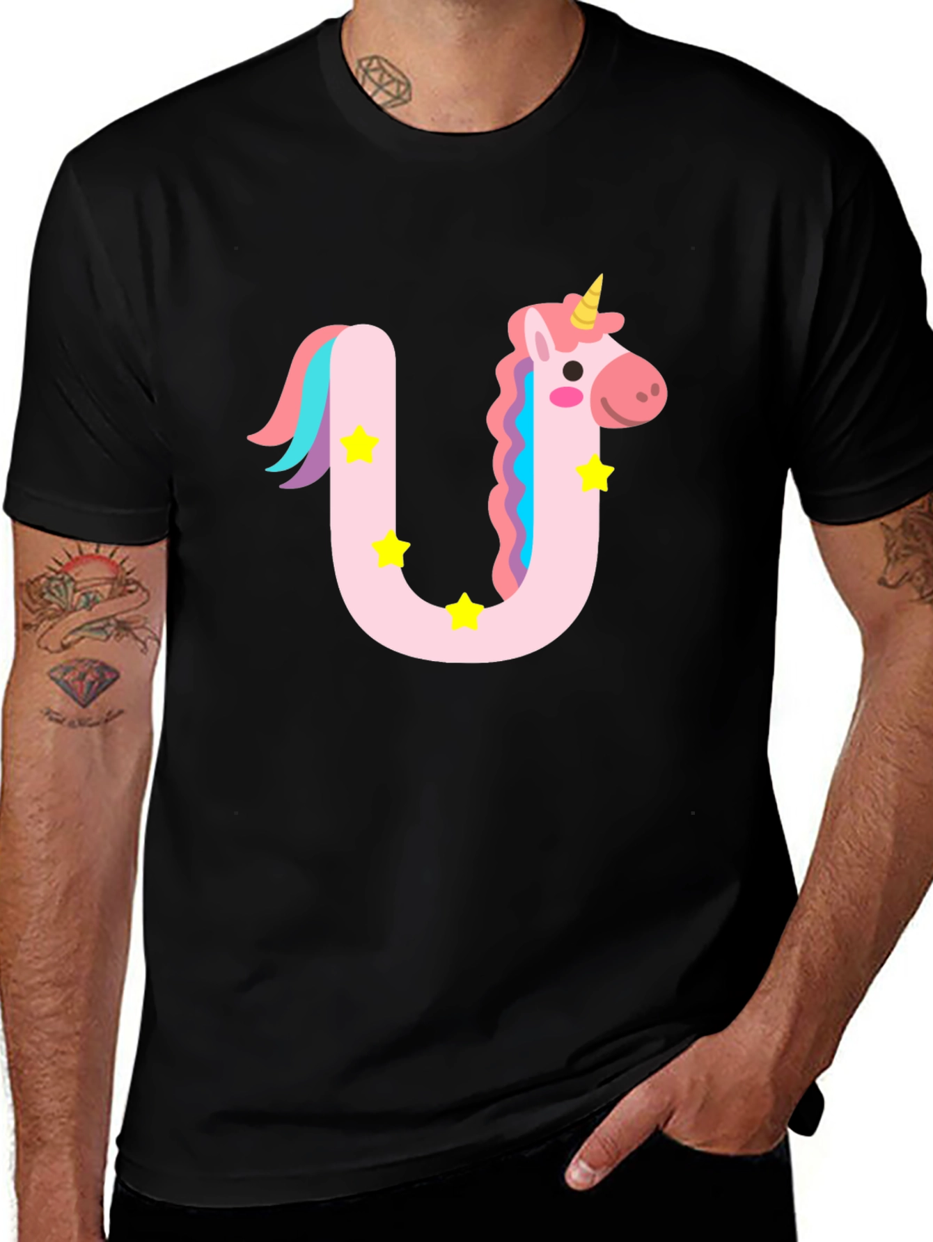 Variant 7 of Unicorn Letter U Graphic Tee - Kids and Adults