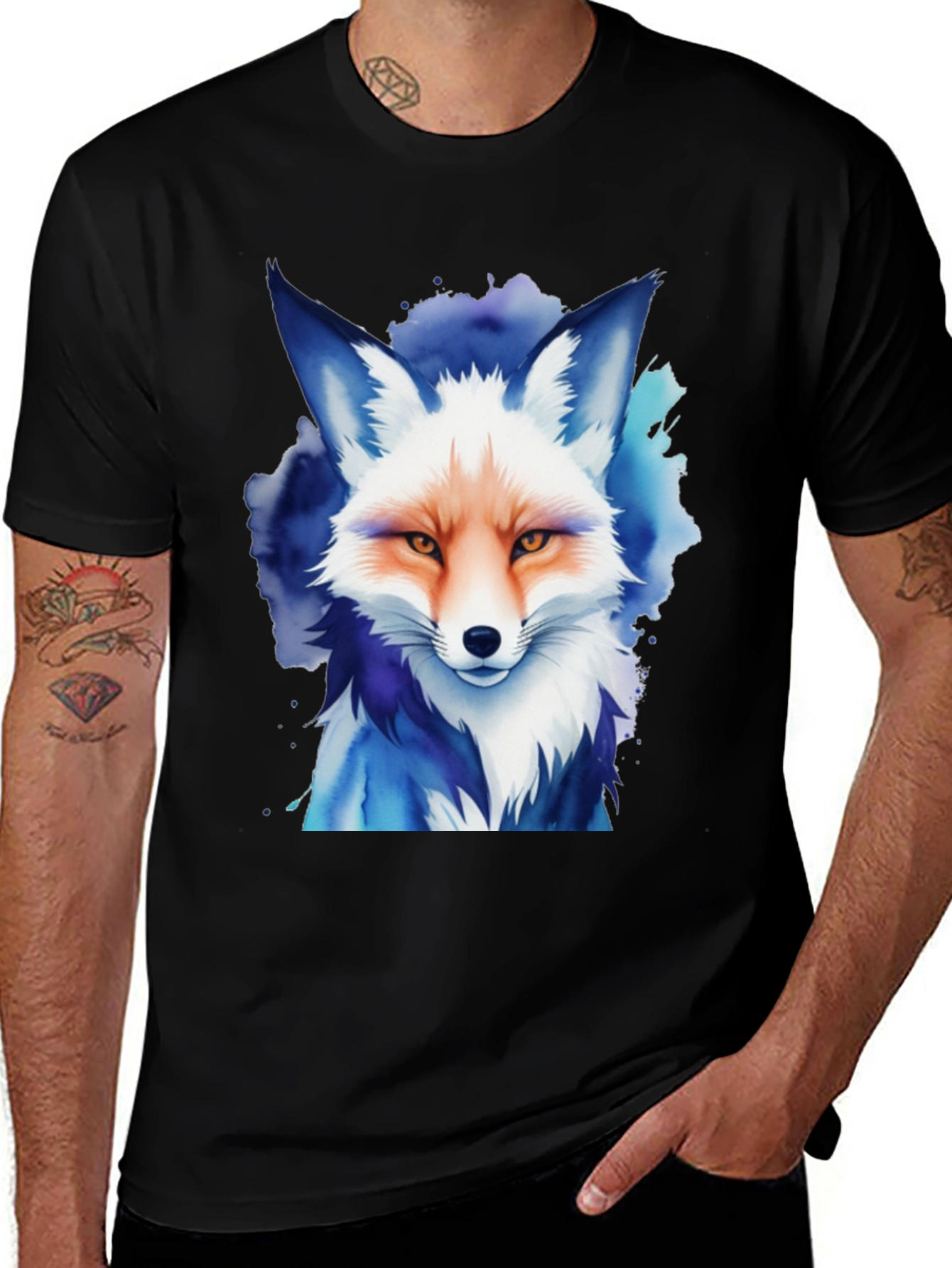 Variant 17 of Watercolor Fox Graphic Tee - Stylish Animal Shirt