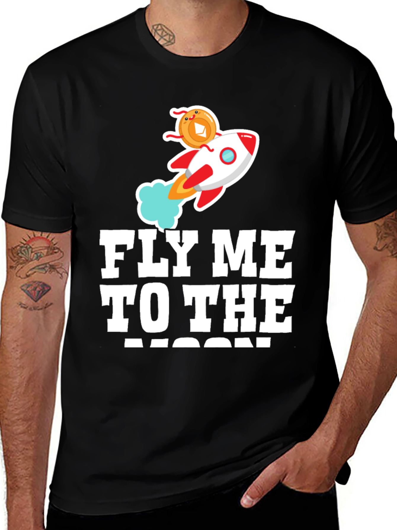 Variant 30 of Fly Me To The Moon Crypto Rocket T-Shirt