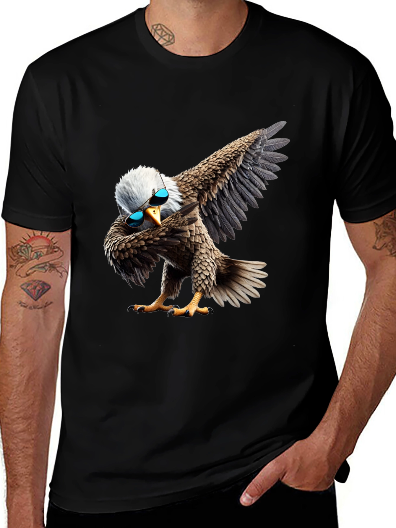 Variant 14 of Dabbing Eagle Graphic Tee - Cool Bird Shirt