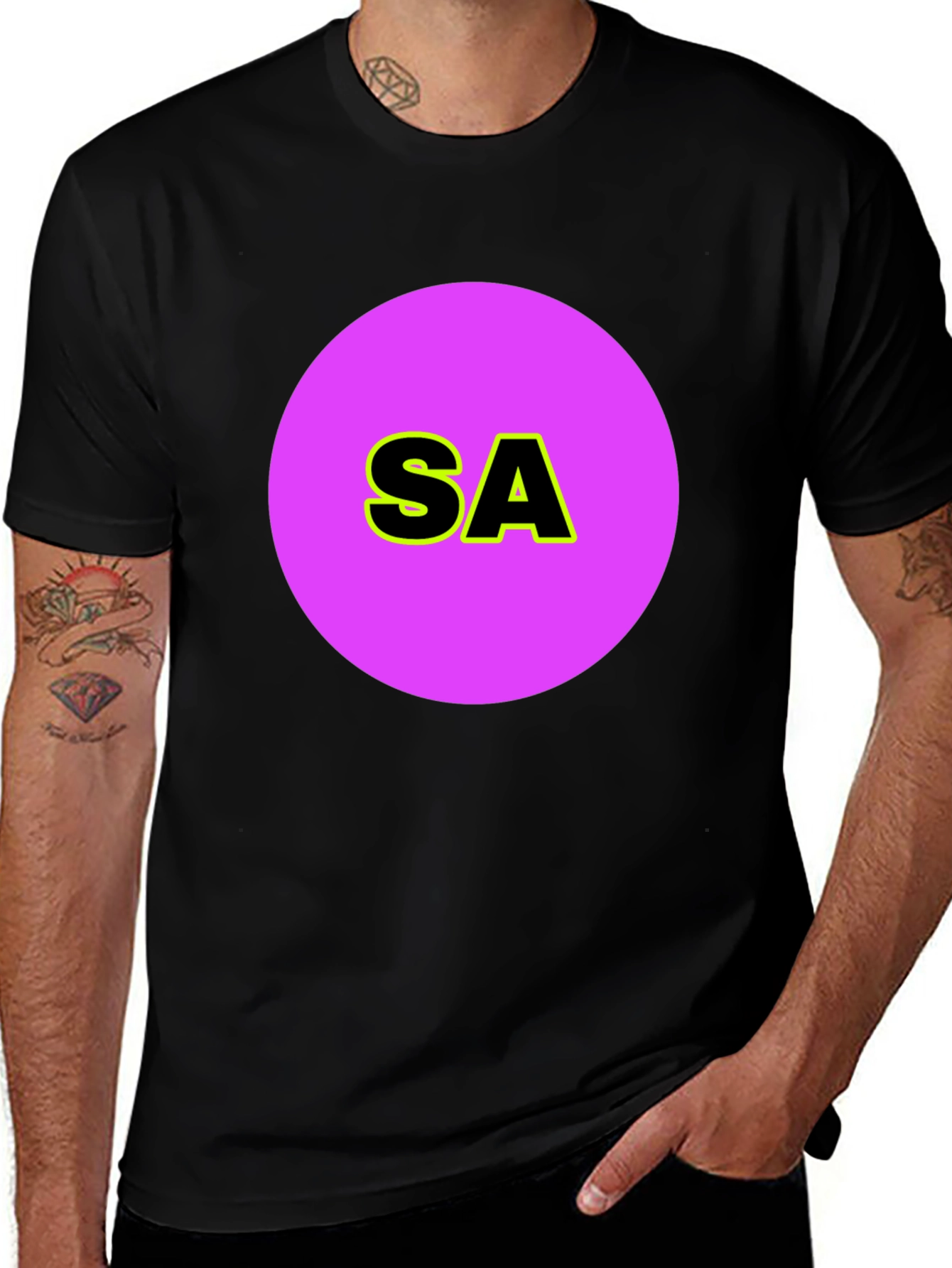 Variant 13 of Black Tee with "SA" Graphic