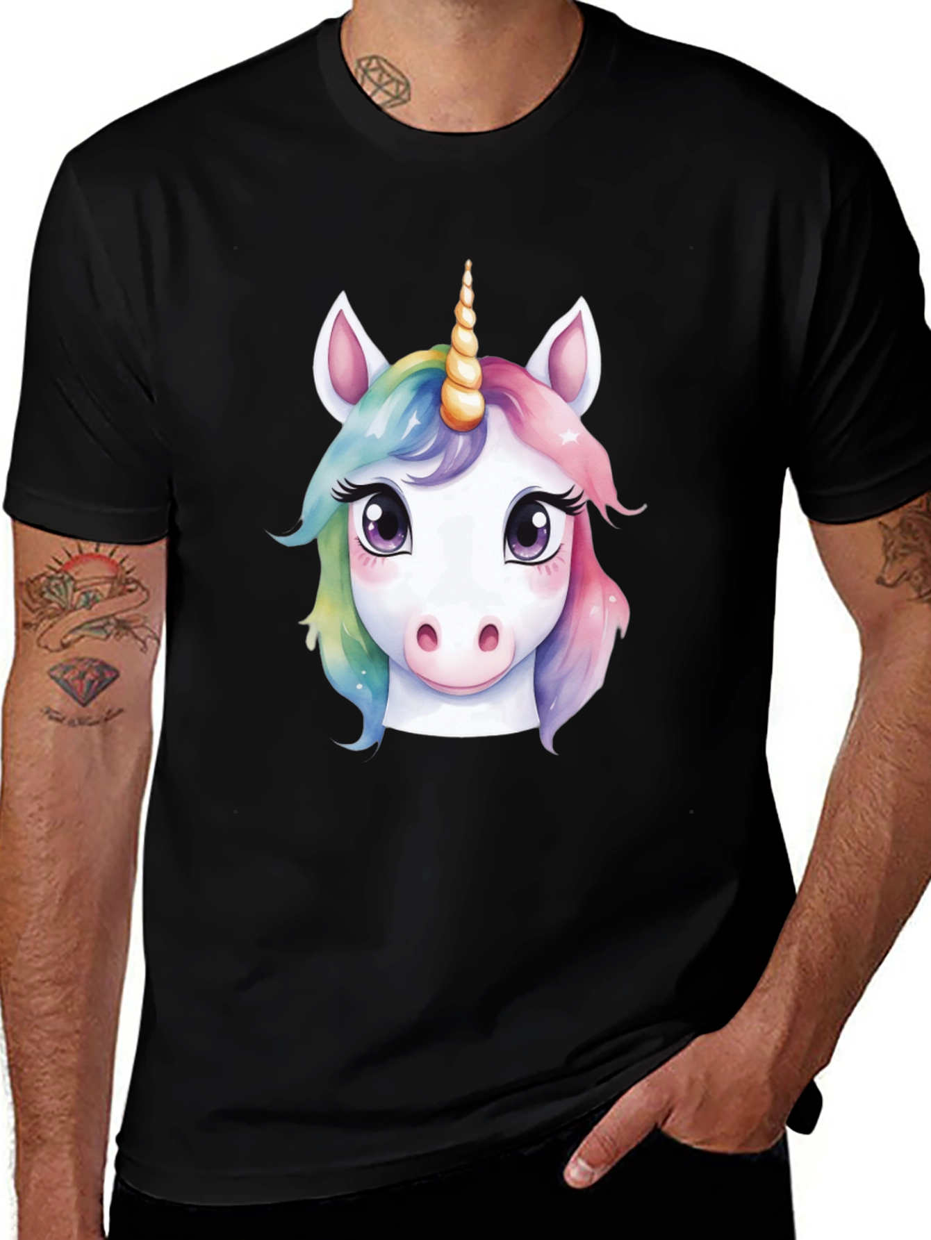 Variant 28 of Unicorn Graphic Tee - Men's Black T-Shirt