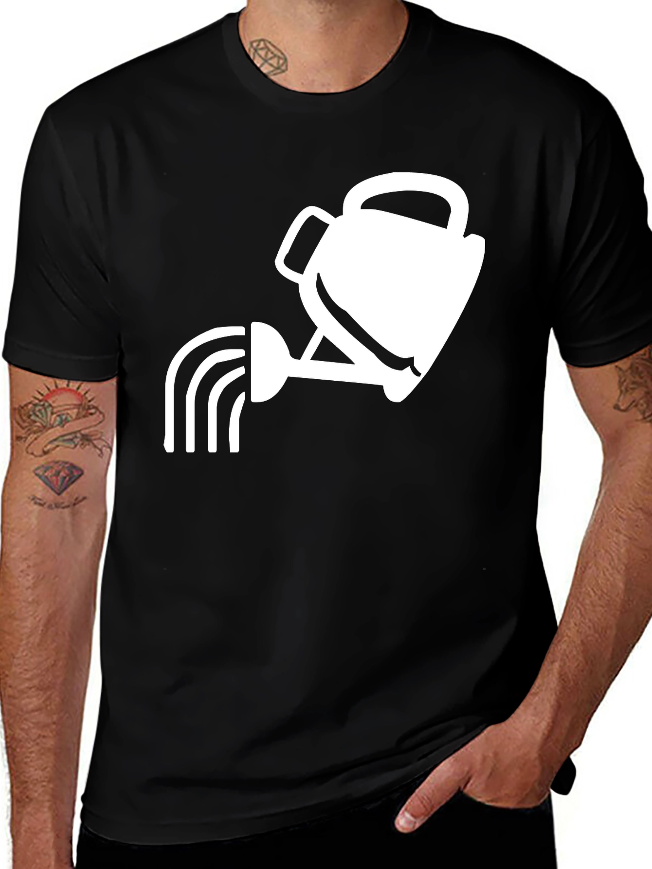 Variant 10 of Watering Can Graphic Tee - Black Cotton T-Shirt