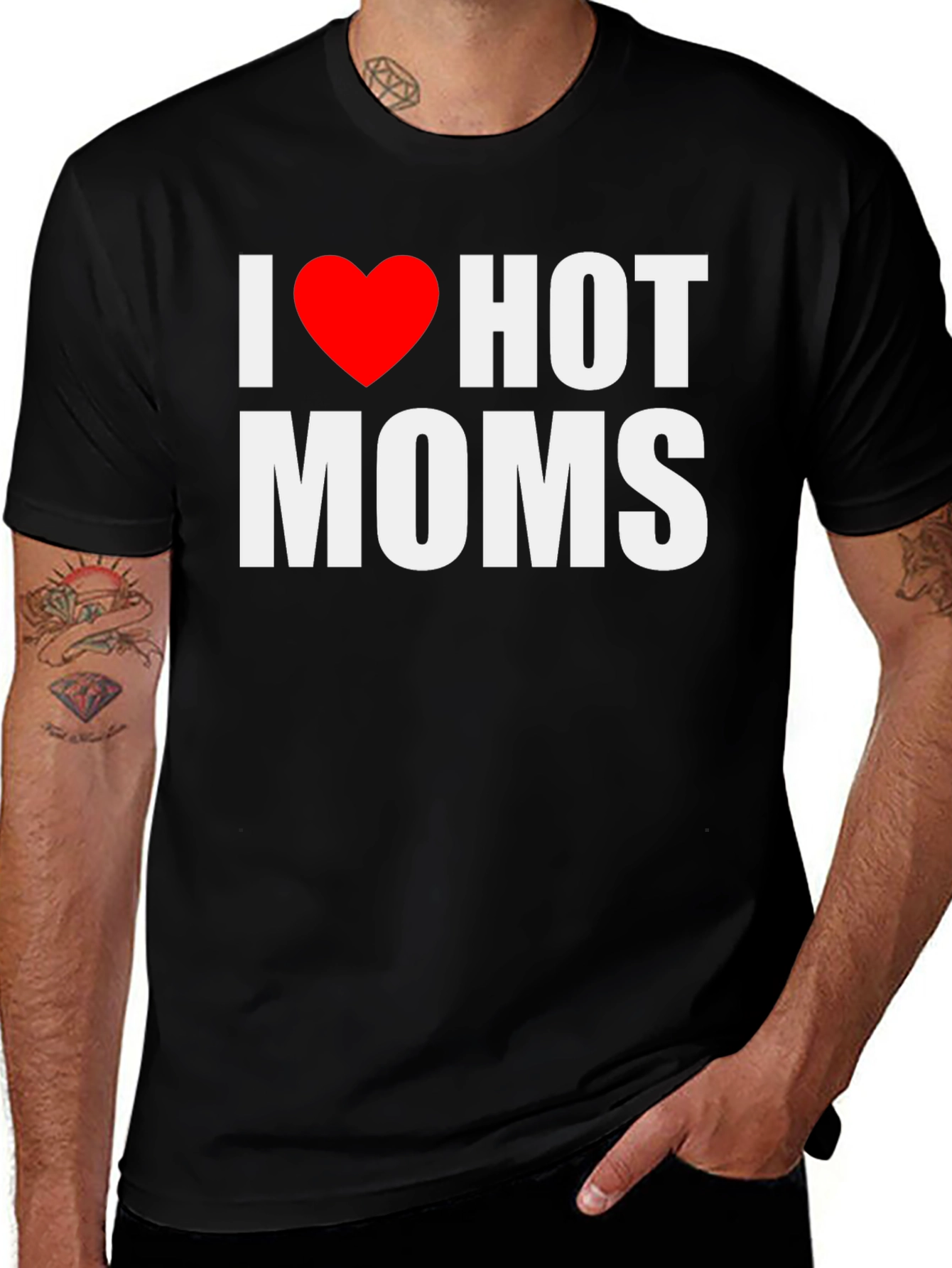 Variant 13 of I Heart Hot Moms Black Graphic Tee