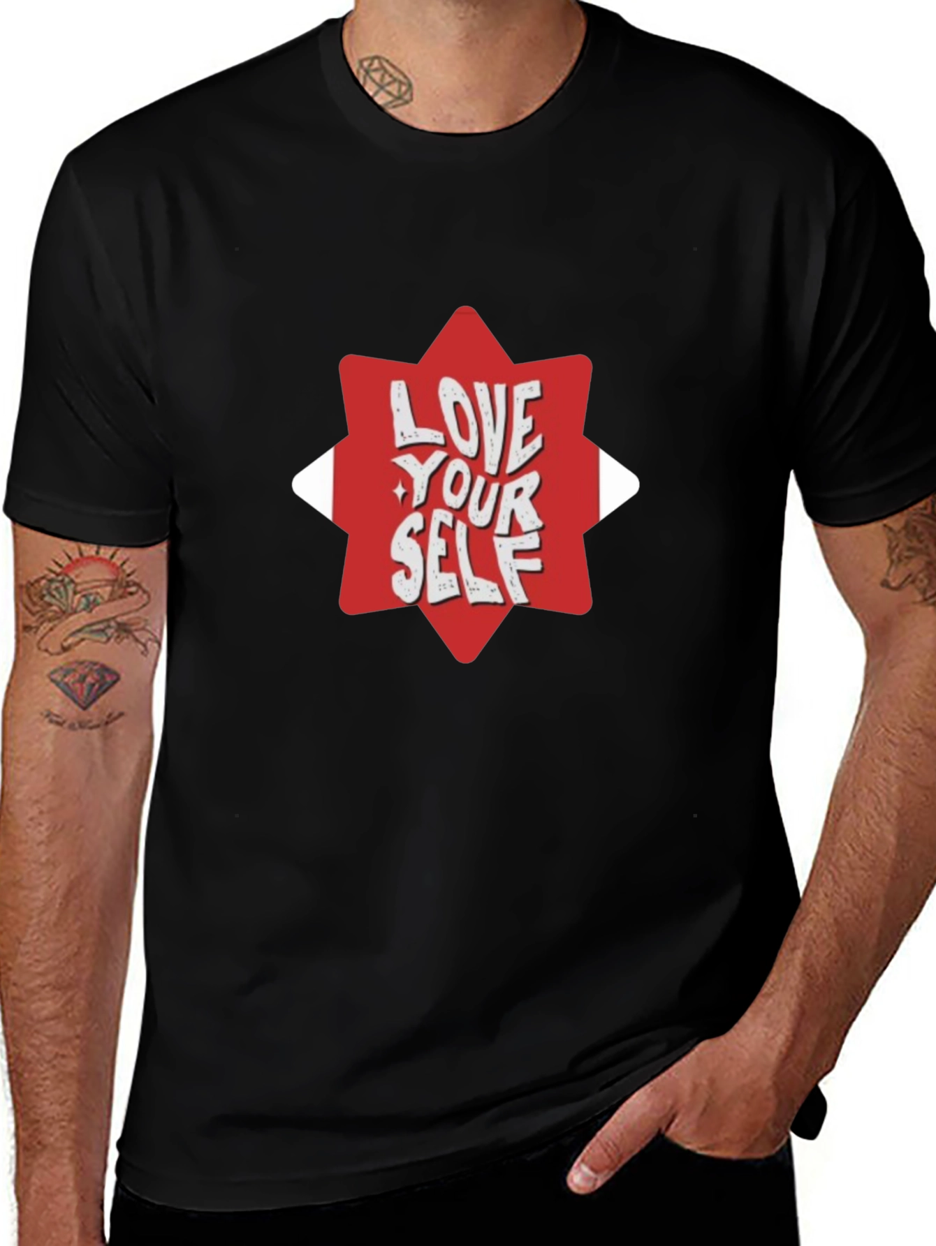 Variant 16 of Love Yourself Graphic Black T-Shirt