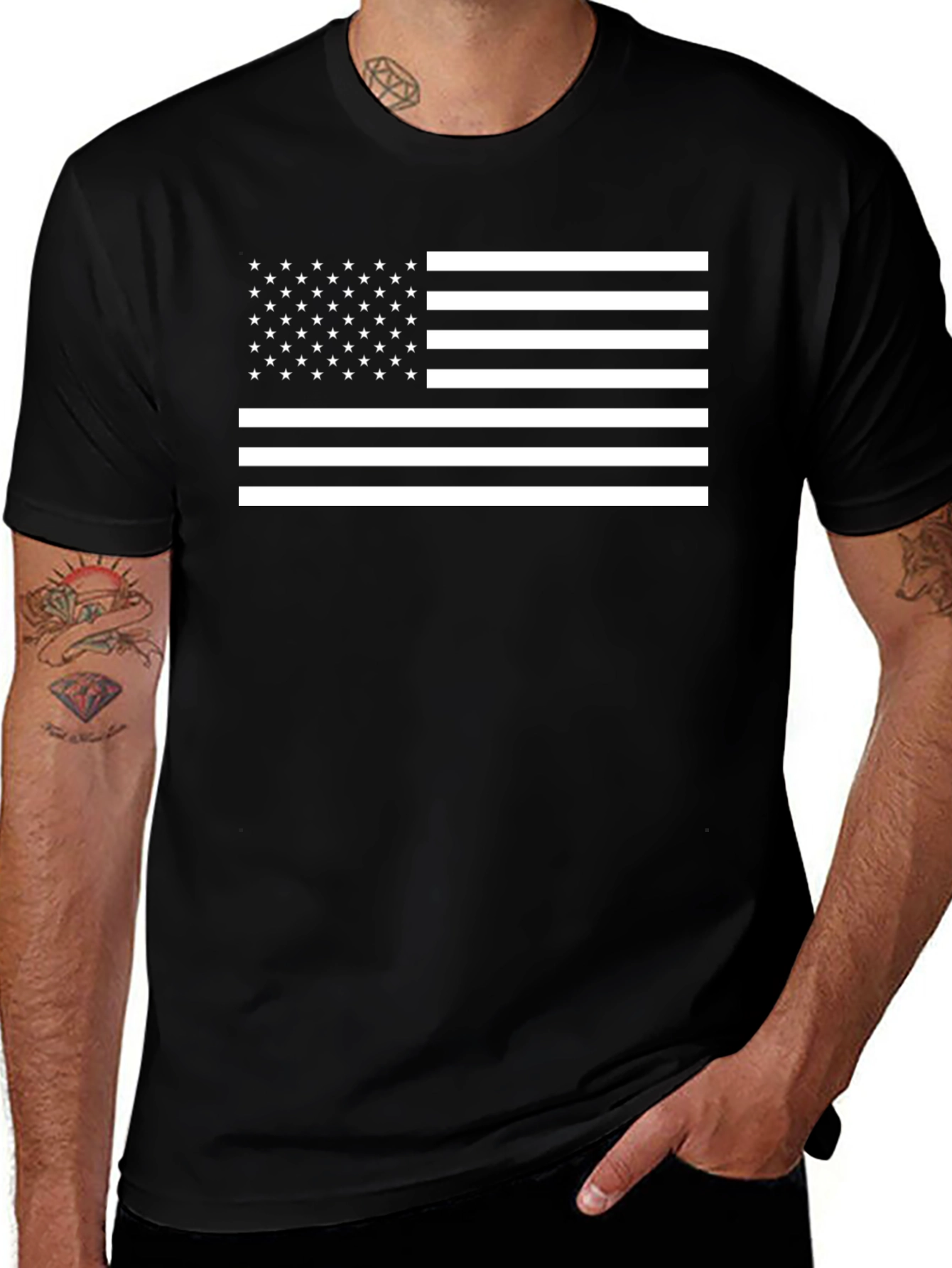 Variant 10 of American Flag Graphic T-Shirt - Black