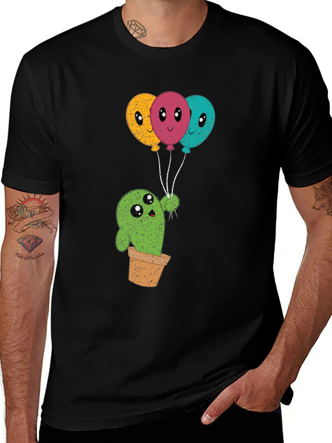 Variant 26 of Cactus with Balloons T-Shirt - Cute & Fun Design