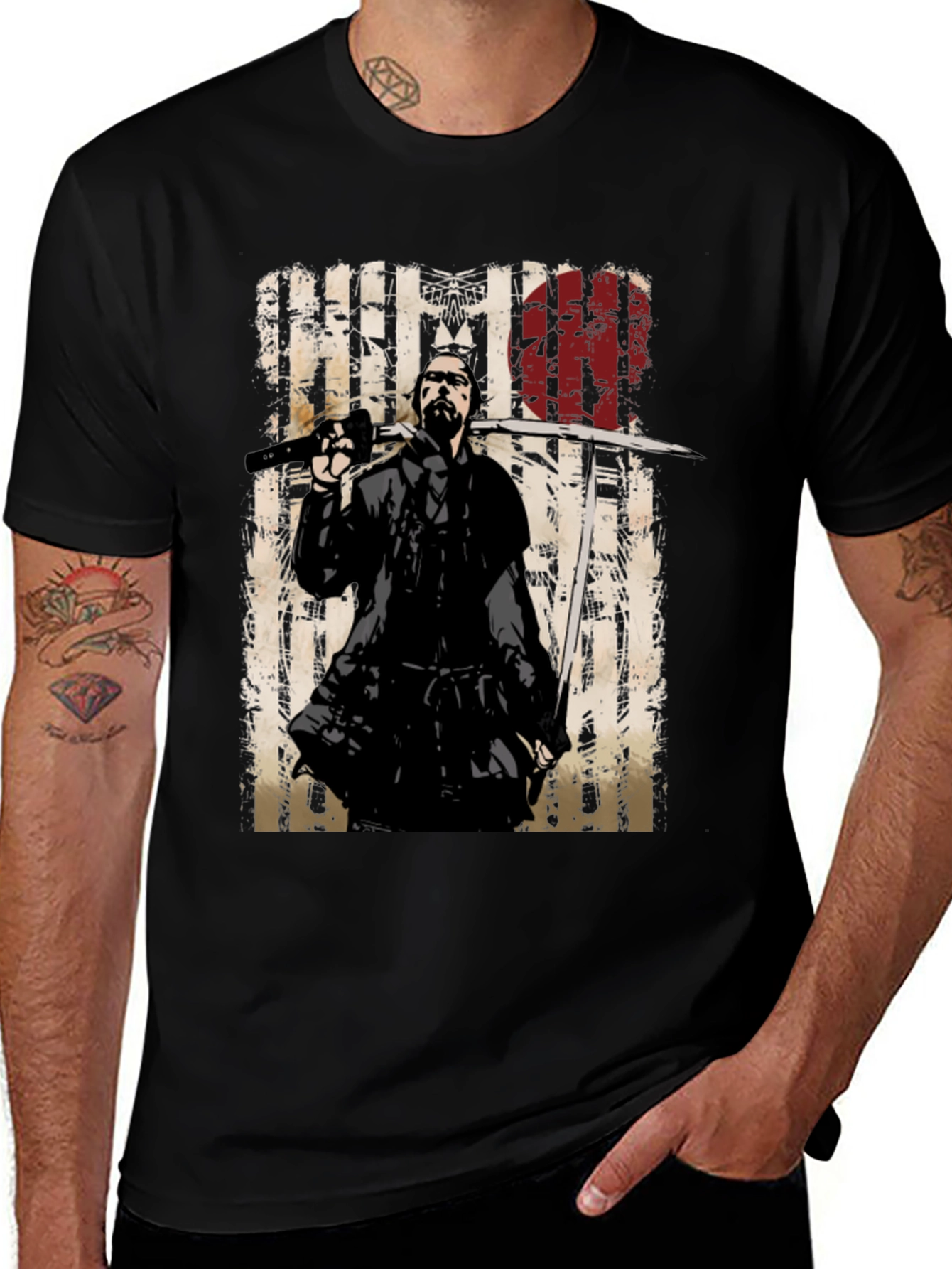 Variant 20 of Samurai Sword Graphic Tee - Men's Black T-Shirt