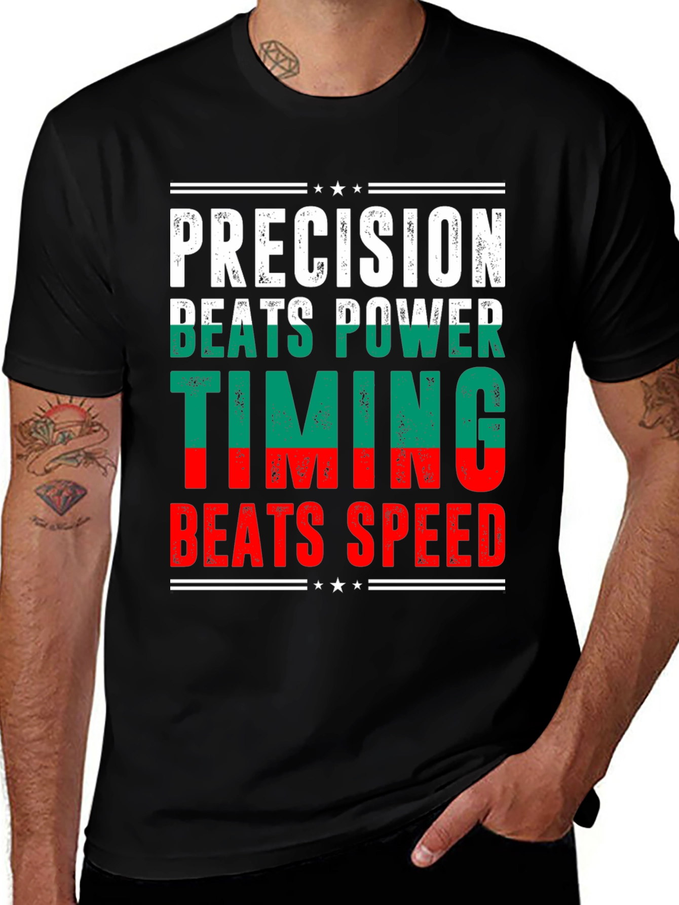 Variant 30 of Precision Beats Power Timing Beats Speed T-Shirt