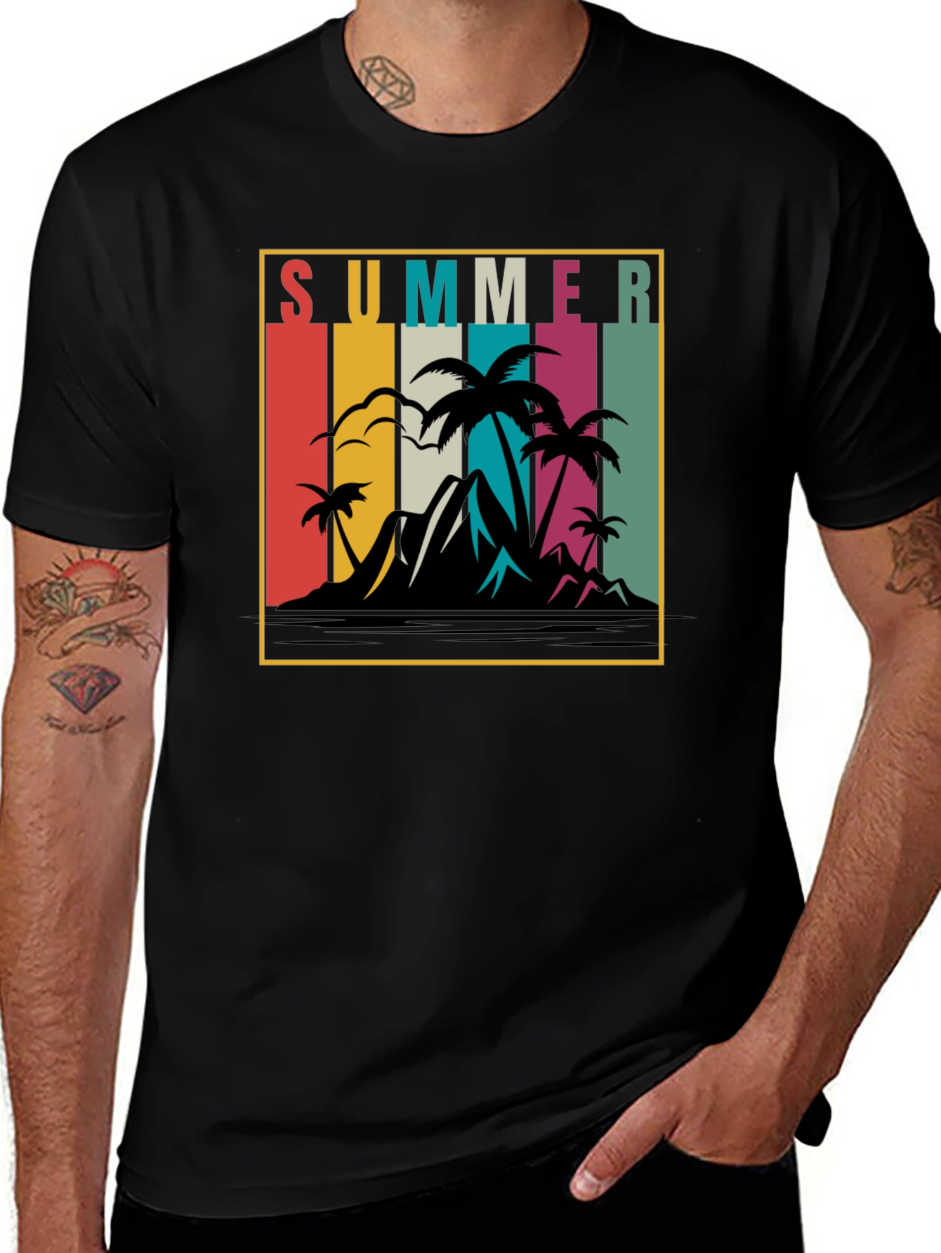 Variant 5 of Retro Summer Palm Tree Graphic Tee
