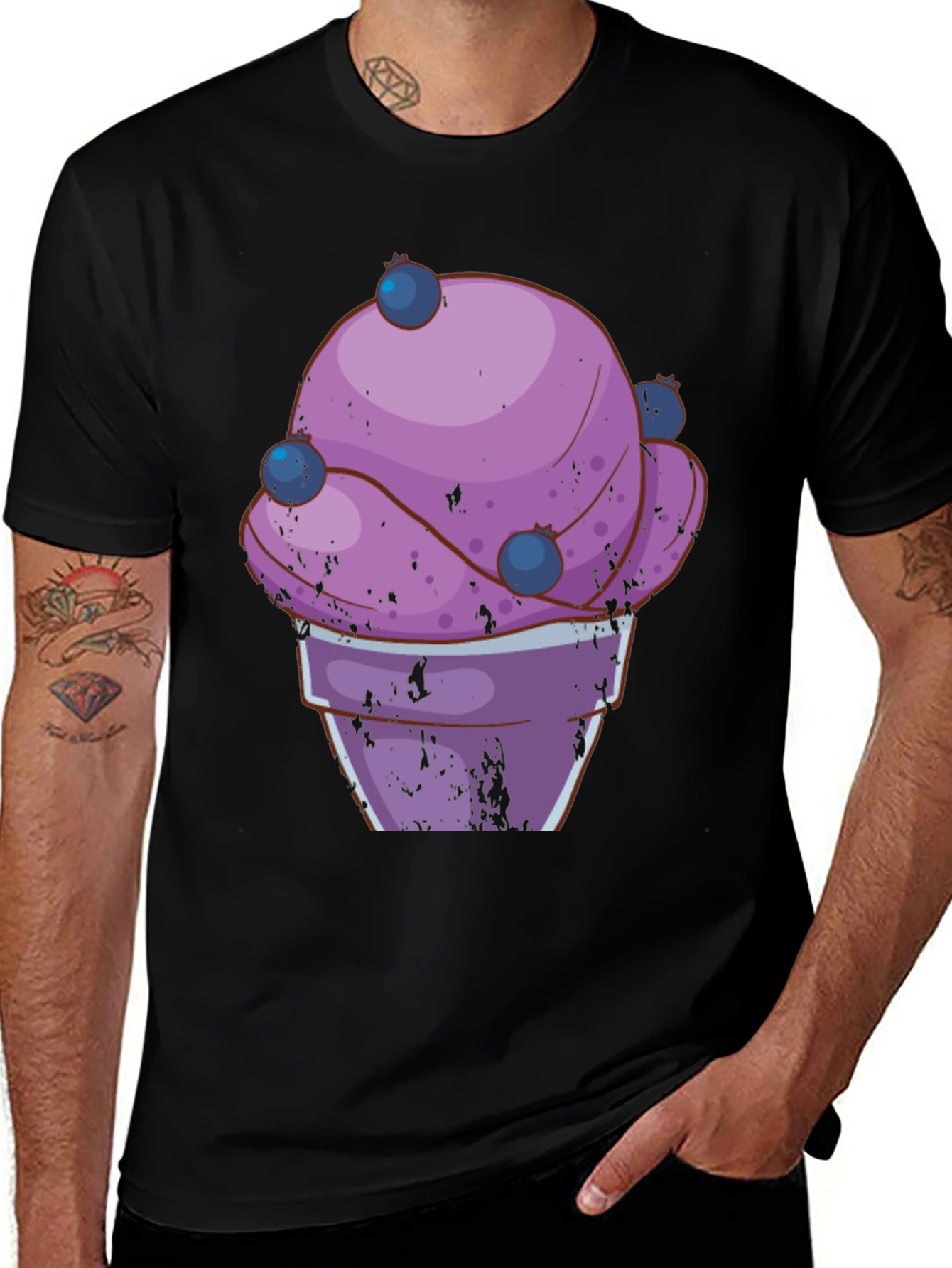 Variant 29 of Blueberry Ice Cream Graphic T-Shirt - Unique Design