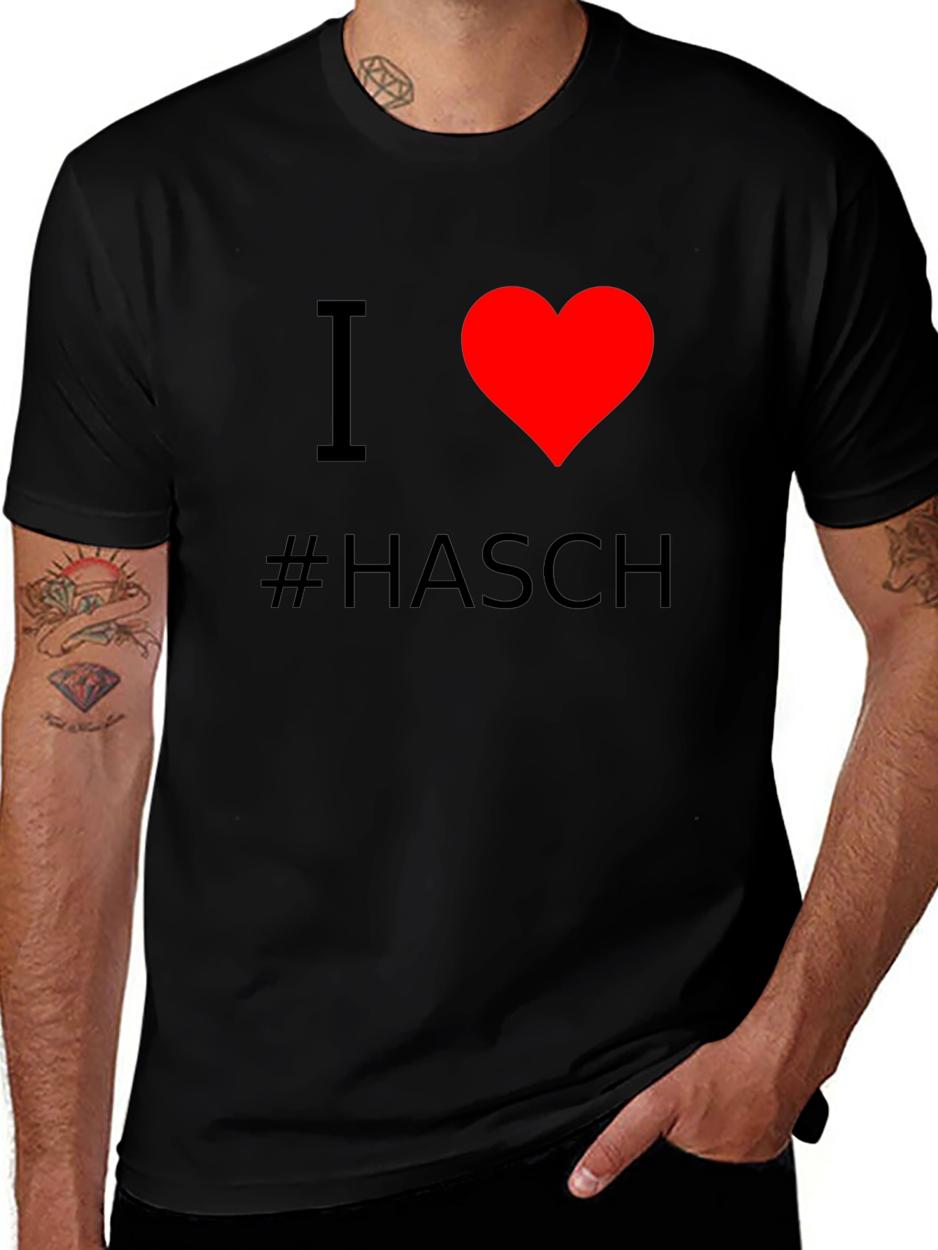 Variant 7 of I Heart #Hasch T-Shirt - Black Cotton Casual Tee