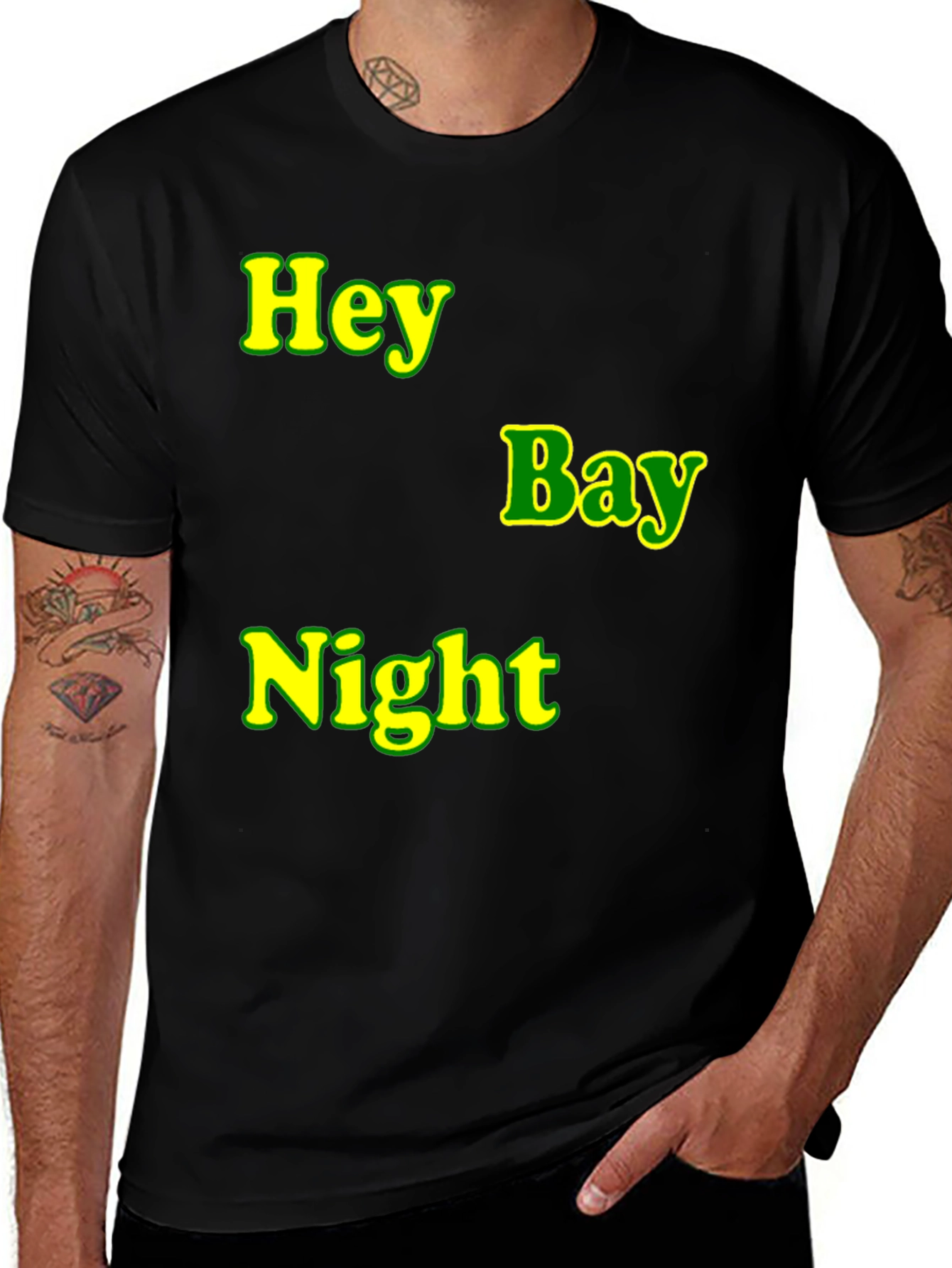 Variant 13 of Hey Bay Night T-Shirt - Black Graphic Tee