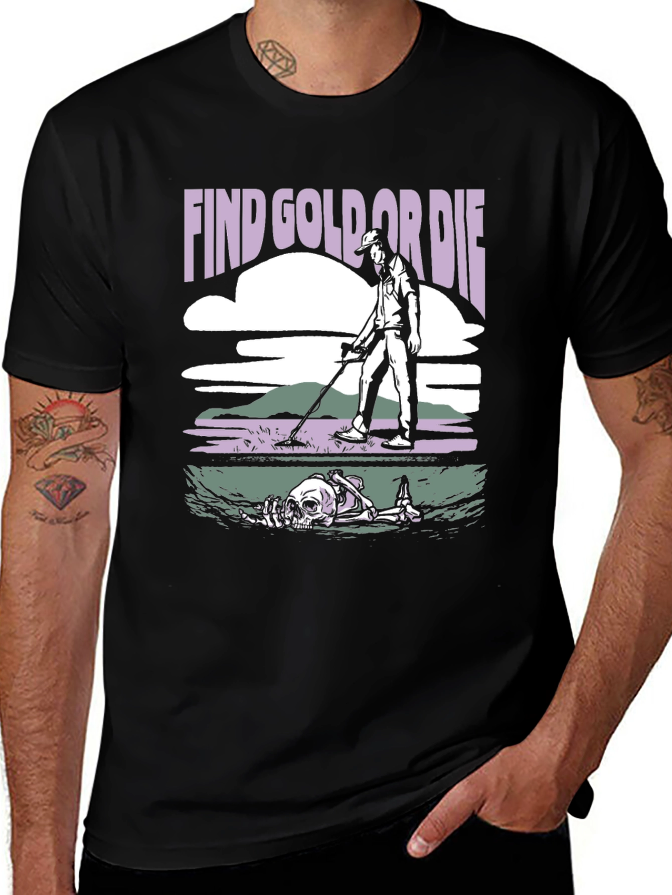 Variant 30 of Find Gold Or Die Graphic Tee - Metal Detecting Humor