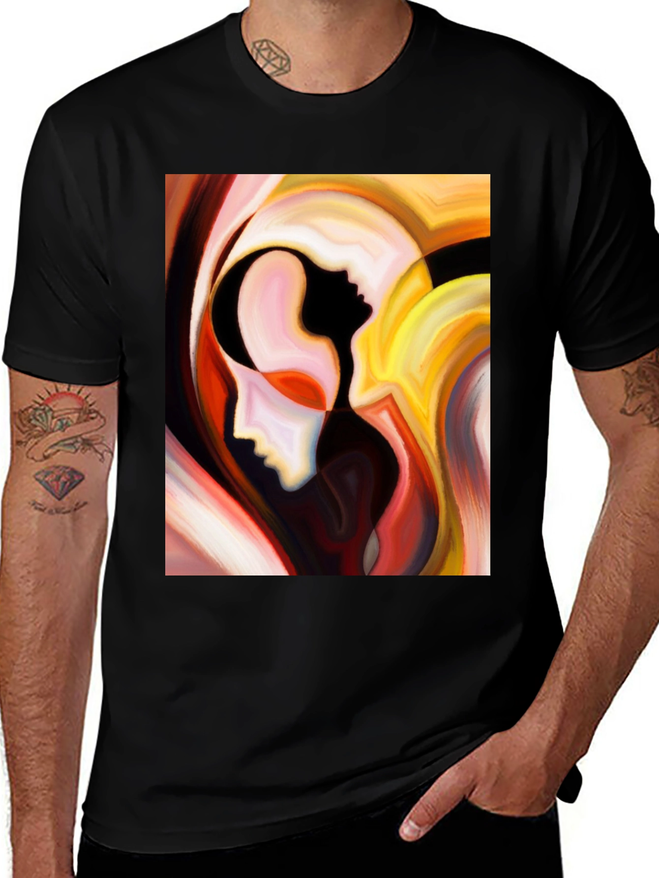 Variant 16 of Abstract Faces Graphic T-Shirt - Modern Art Tee