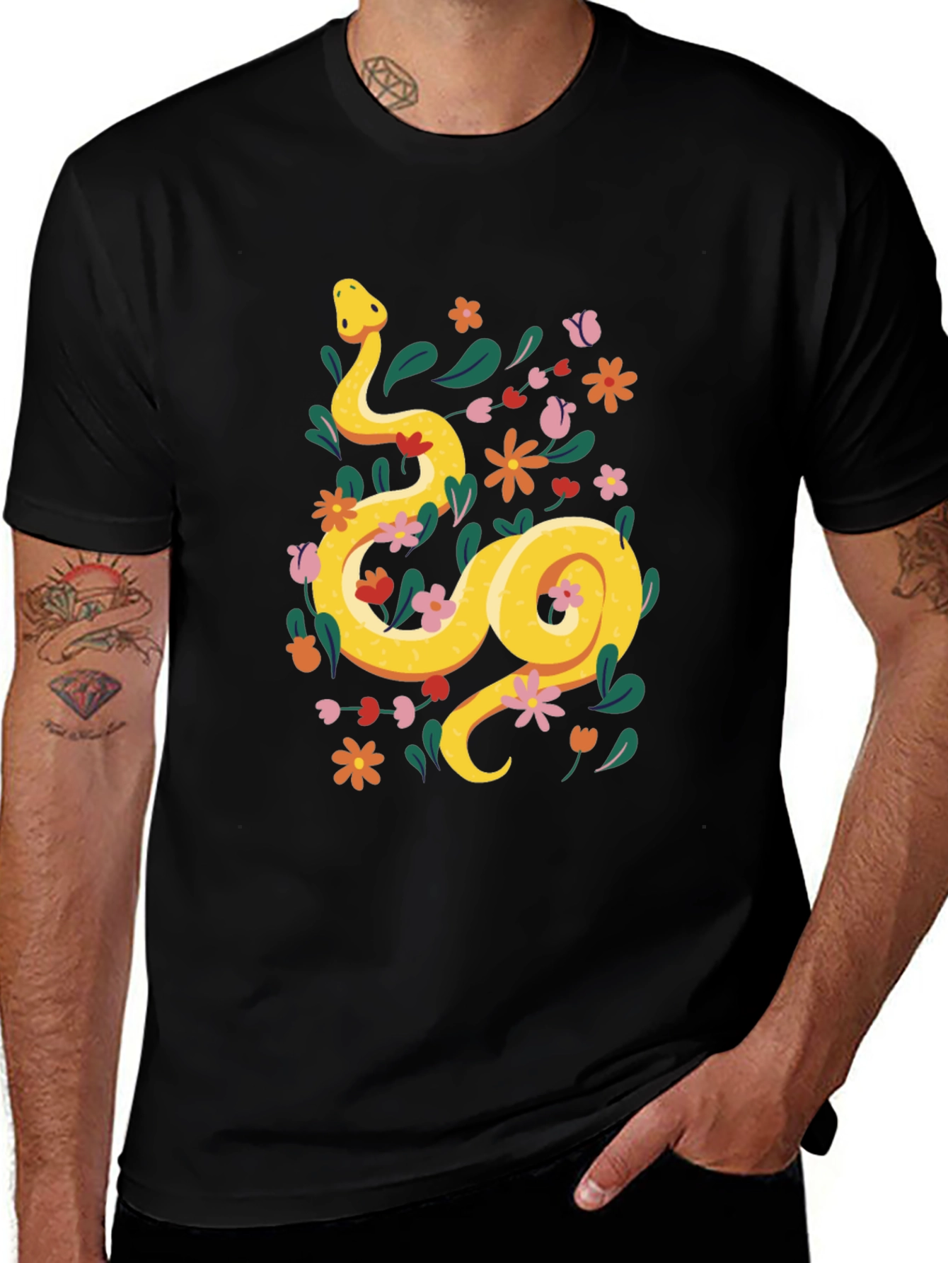 Variant 8 of Floral Snake T-Shirt - Unique Graphic Tee