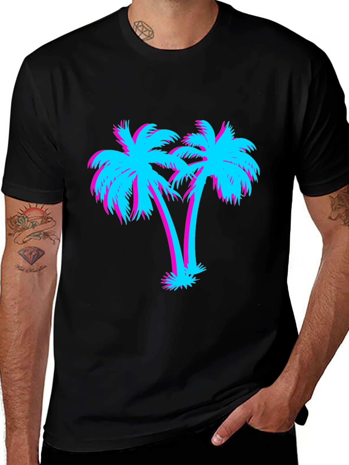 Variant 14 of Retro Palm Tee - 80s Neon Tree Graphic