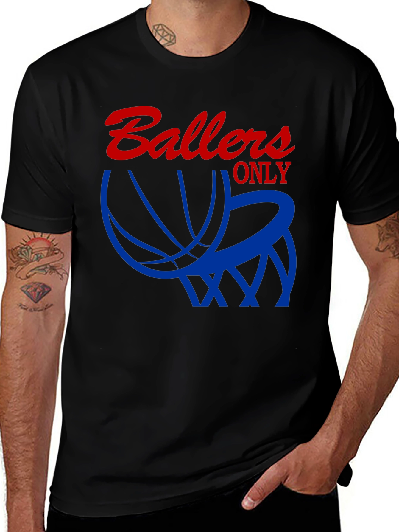 Variant 12 of Ballers Only Graphic T-Shirt - Black Cotton Tee