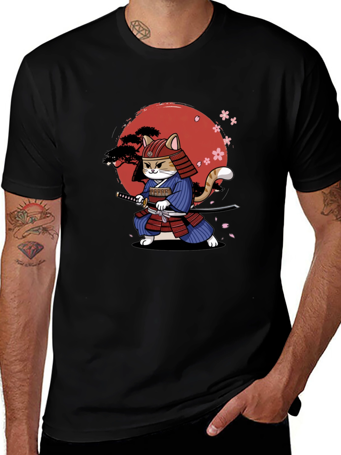 Variant 12 of Samurai Cat Graphic T-Shirt