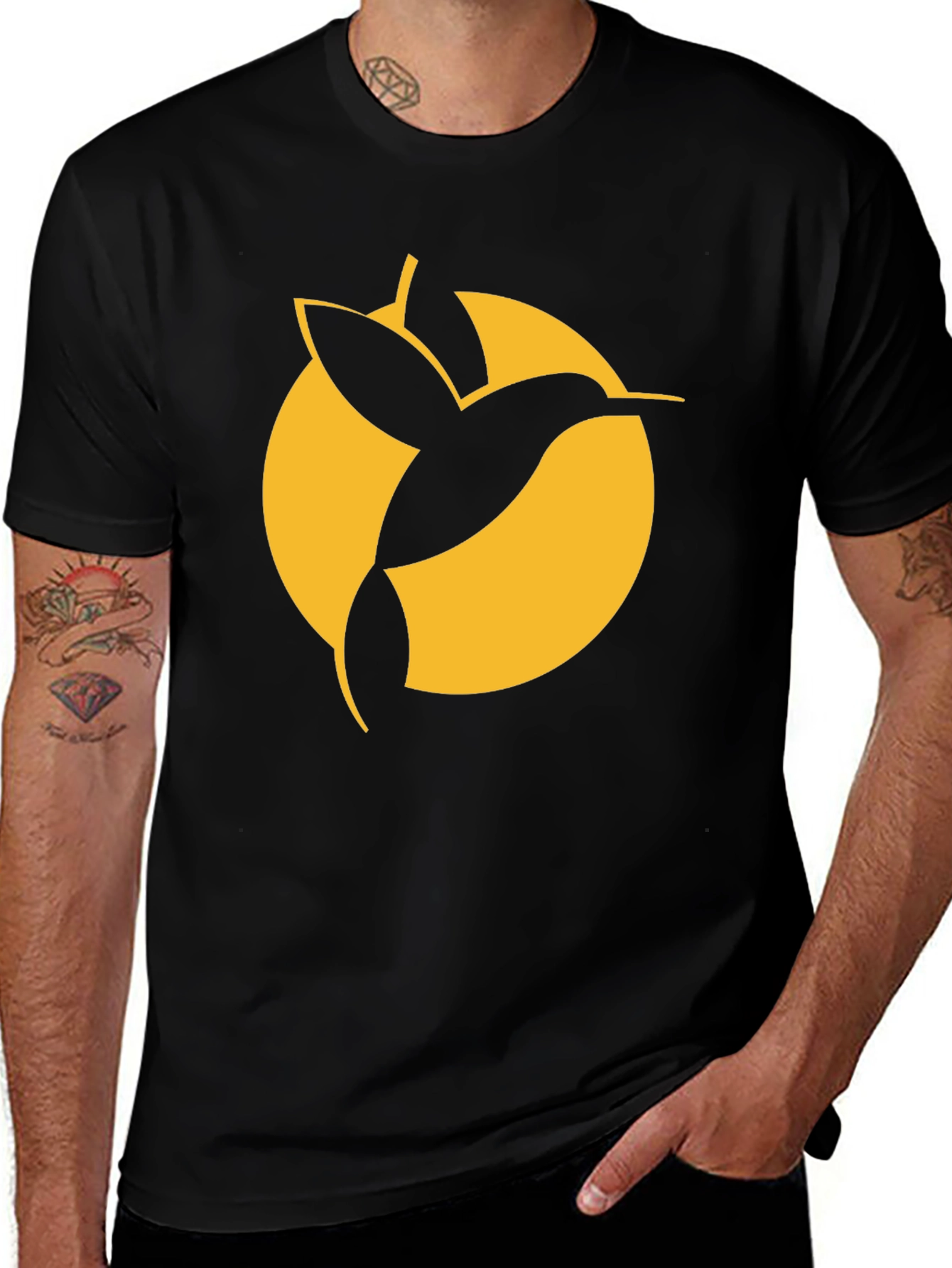Variant 7 of Hummingbird Graphic Tee - Stylish Black T-Shirt