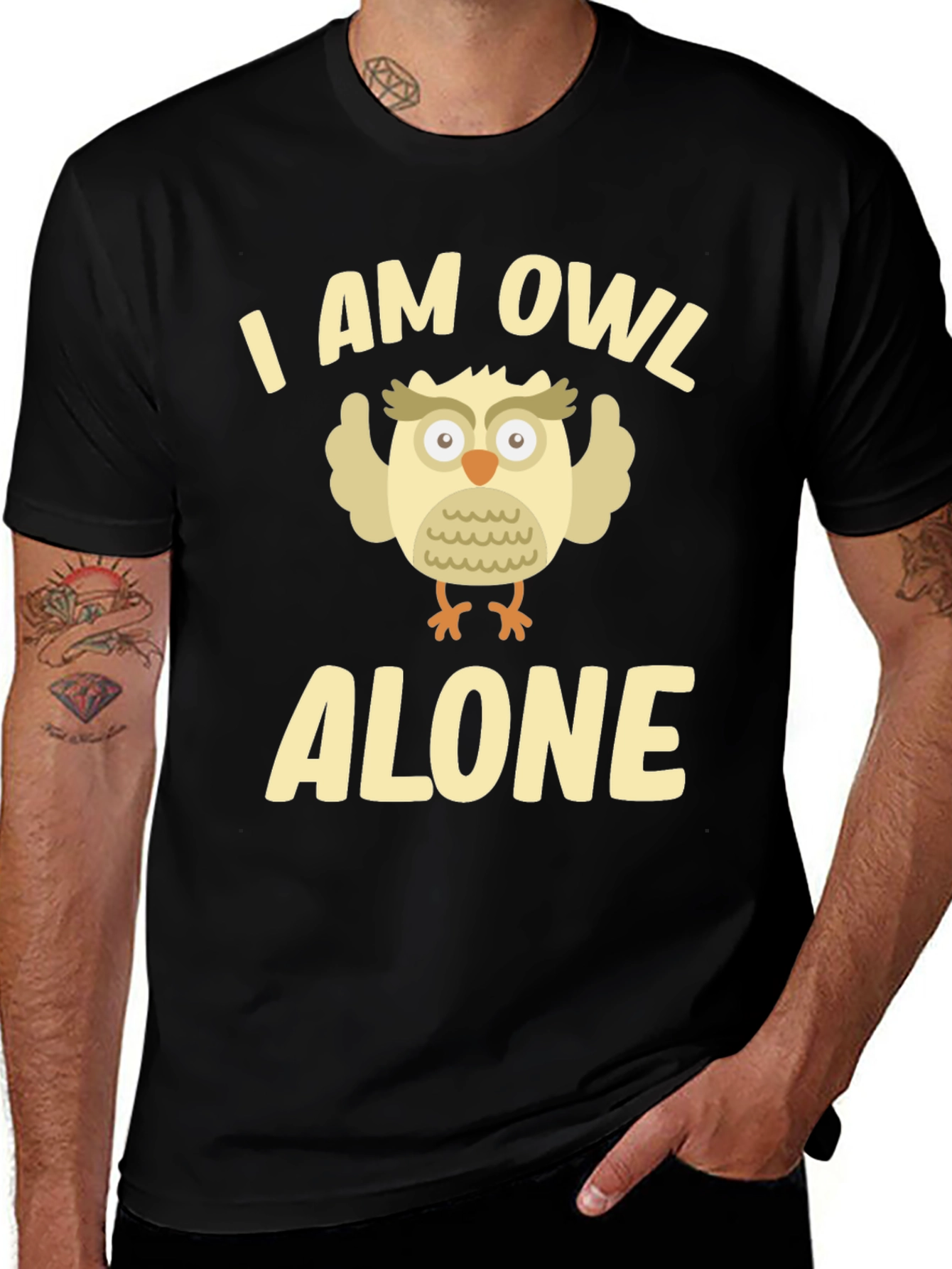 Variant 14 of I Am Owl Alone Black Graphic T-Shirt