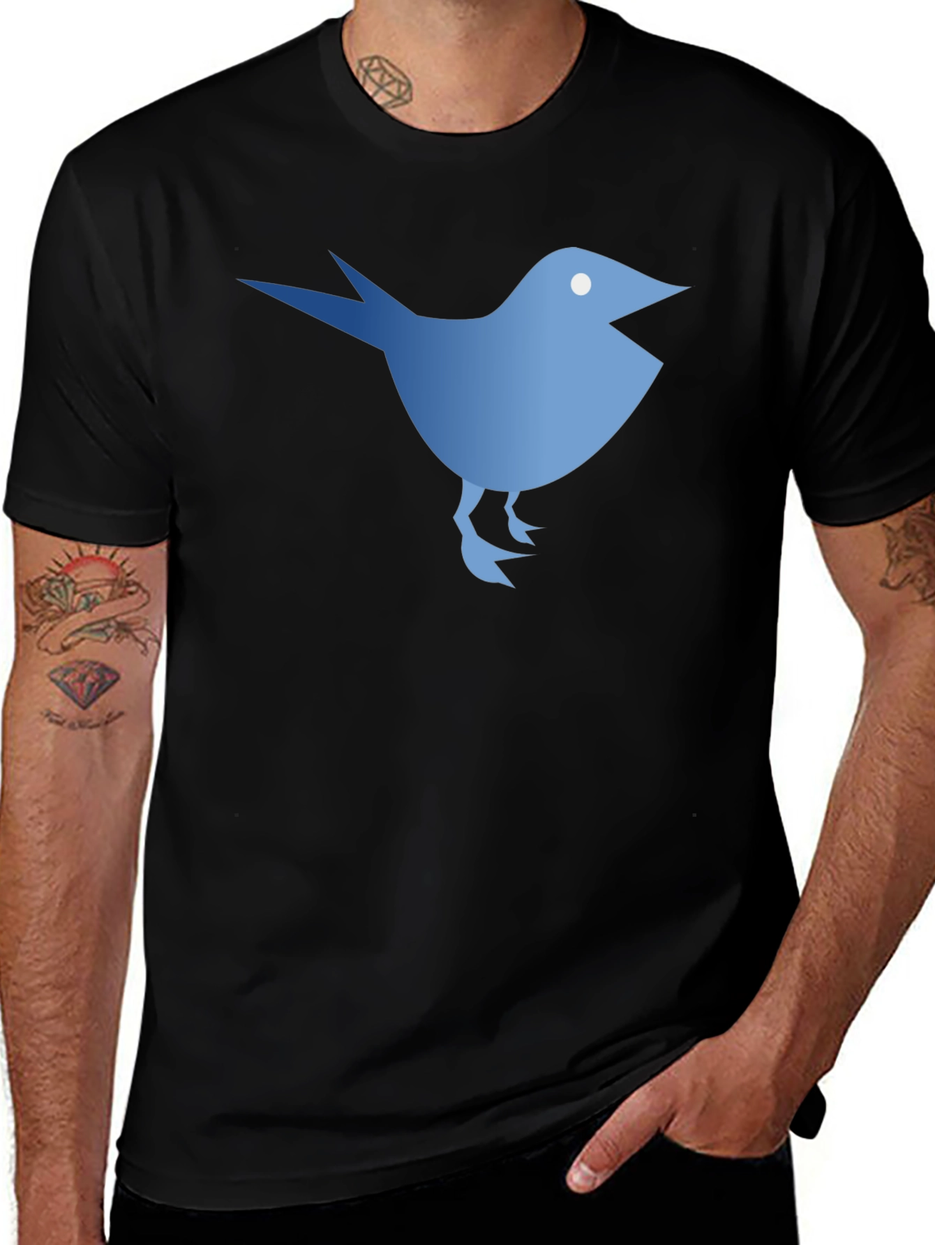 Variant 17 of Blue Bird Graphic Tee - Black Casual T-Shirt