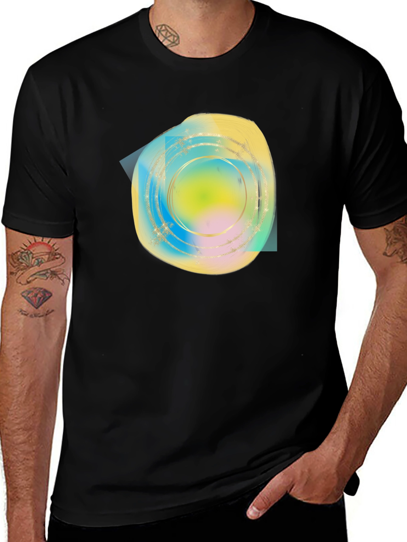 Variant 25 of Abstract Graphic Print Black T-Shirt