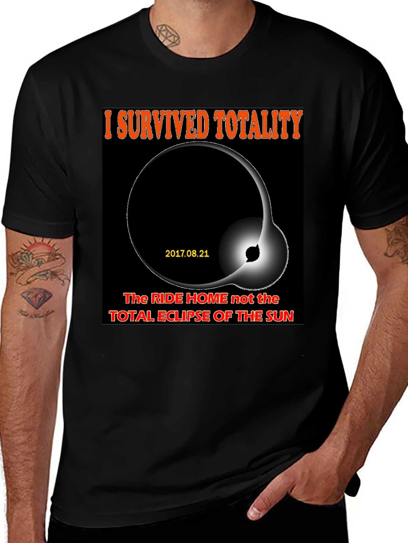 Variant 19 of I Survived Totality Black Graphic T-Shirt