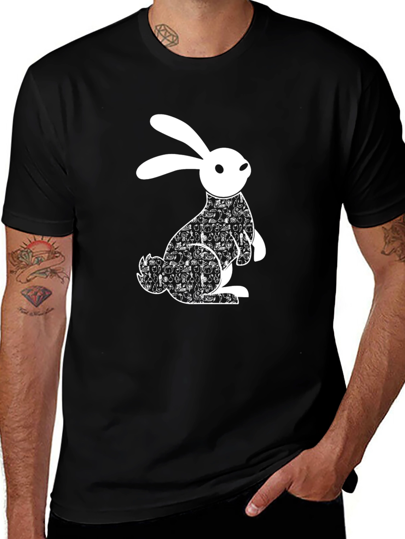 Variant 30 of Cool Rabbit Graphic Tee - Black Cotton T-Shirt
