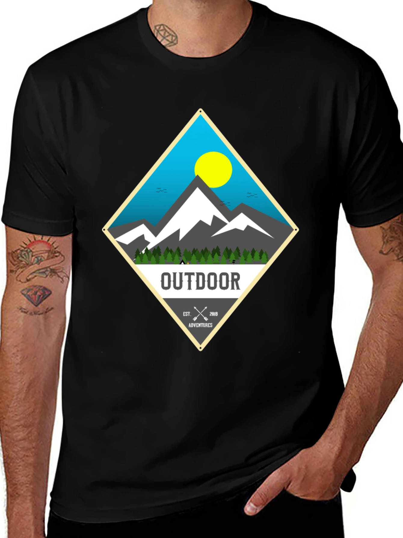 Variant 24 of Outdoor Adventure Graphic Tee - Men's Black T-Shirt