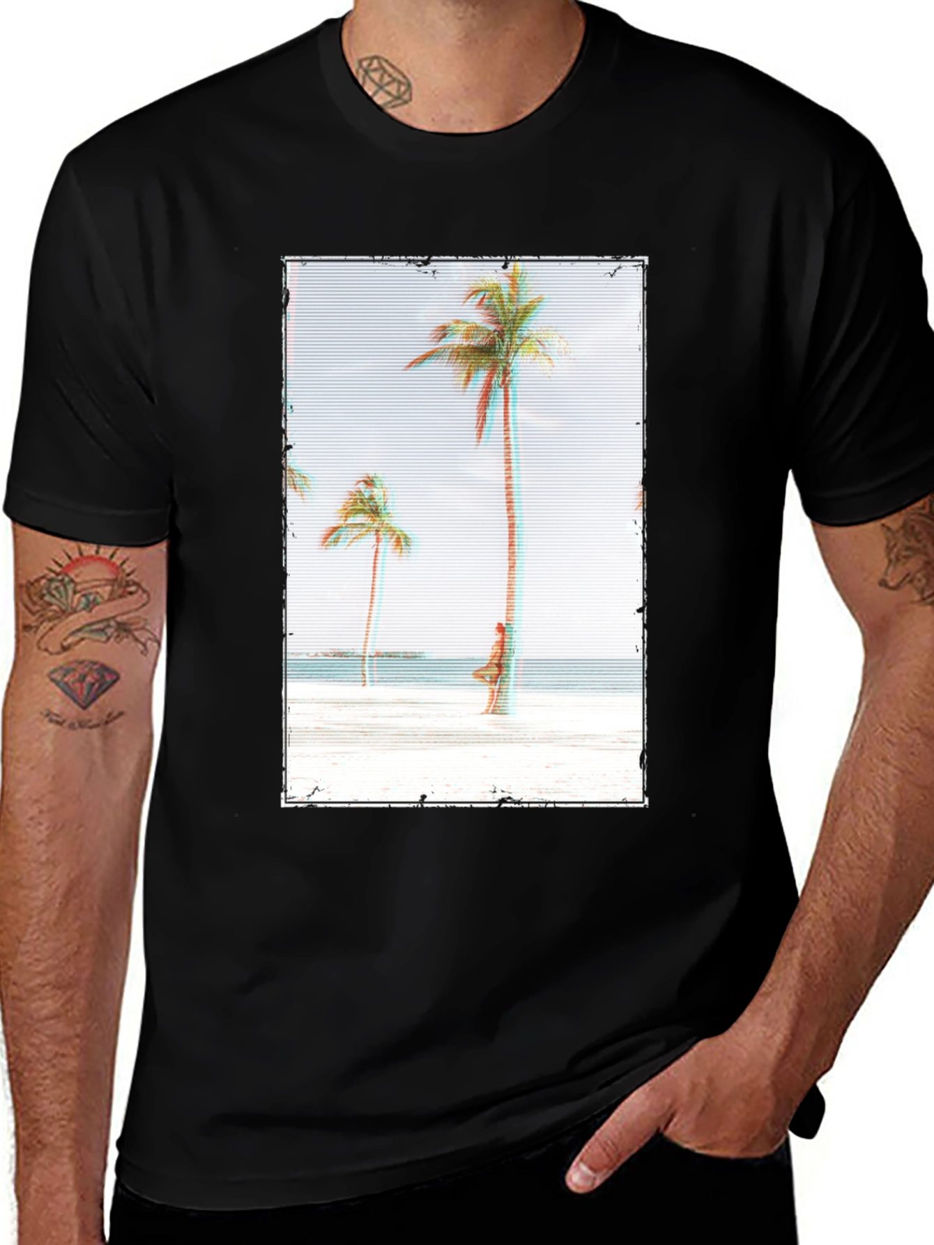 Variant 25 of Tropical Beach Palm Tree Graphic Tee