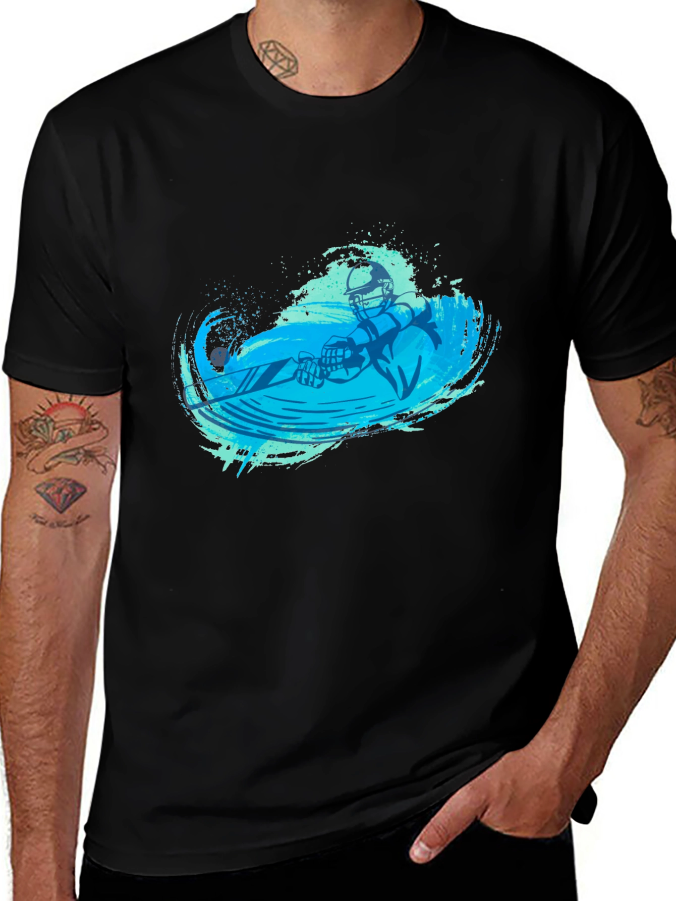 Variant 13 of Water Skiing Graphic Tee - Black Cotton T-Shirt