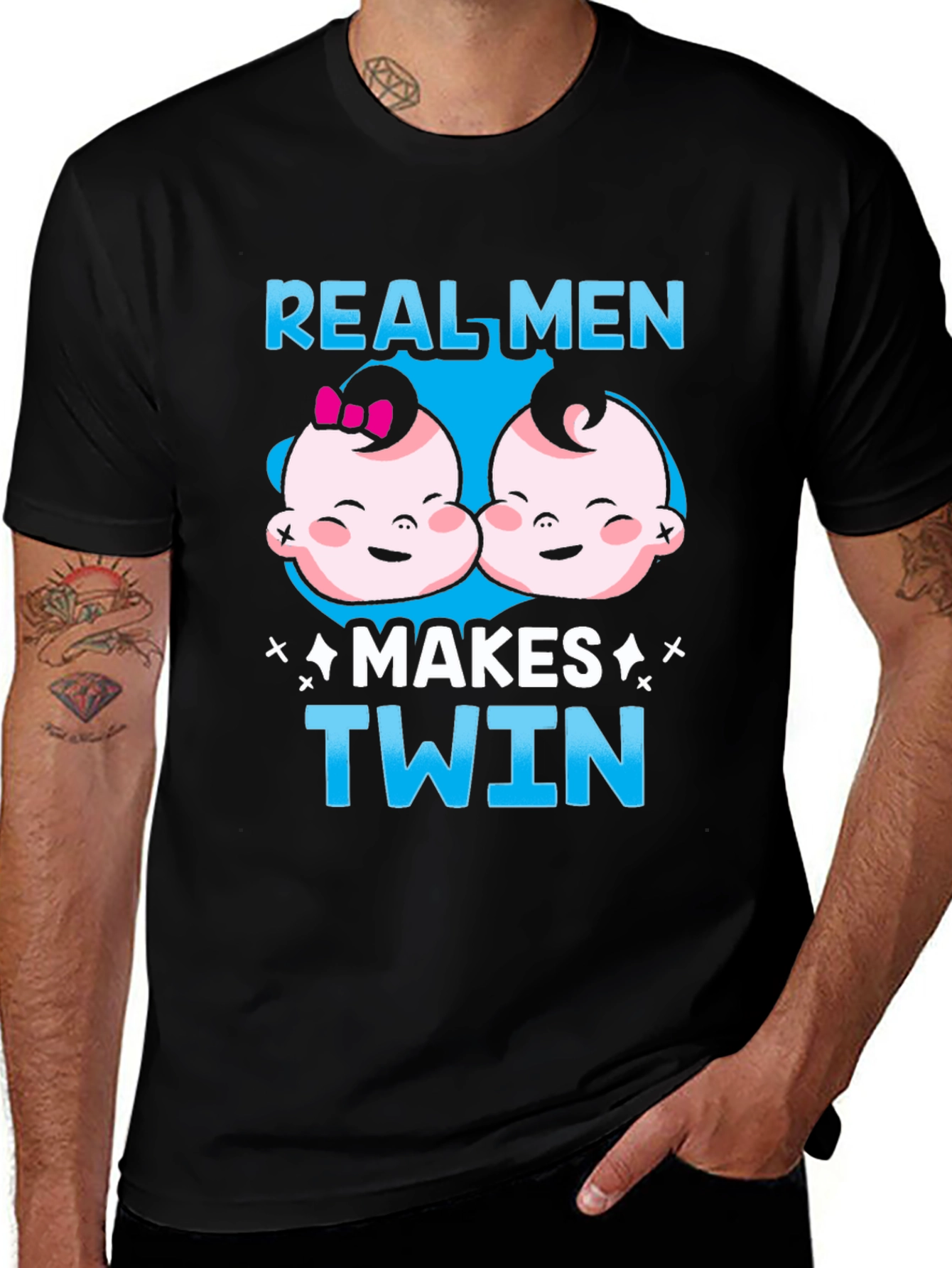 Real Men Makes Twin Black T-Shirt