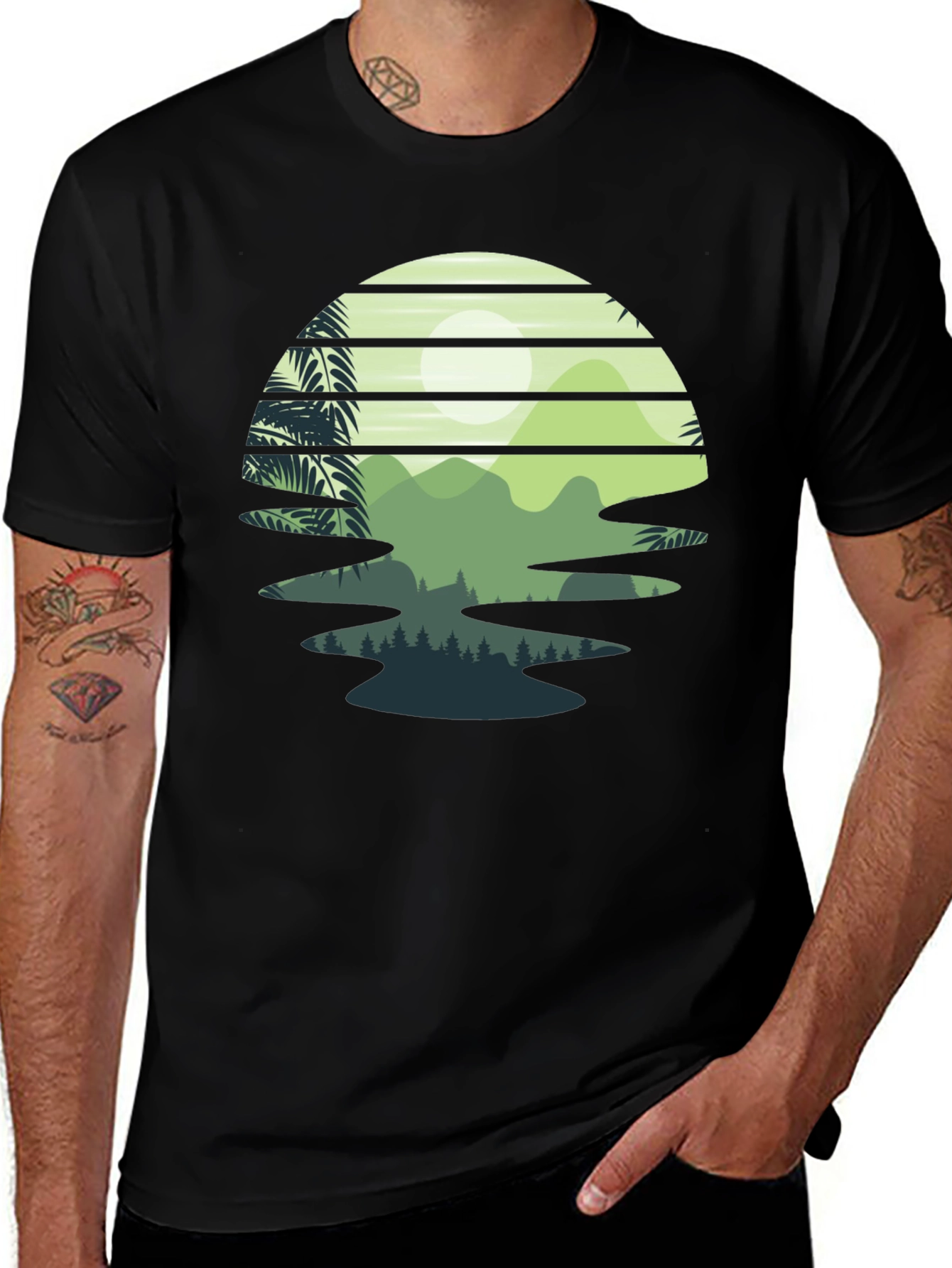 Variant 2 of Retro Sunset Landscape Graphic Tee